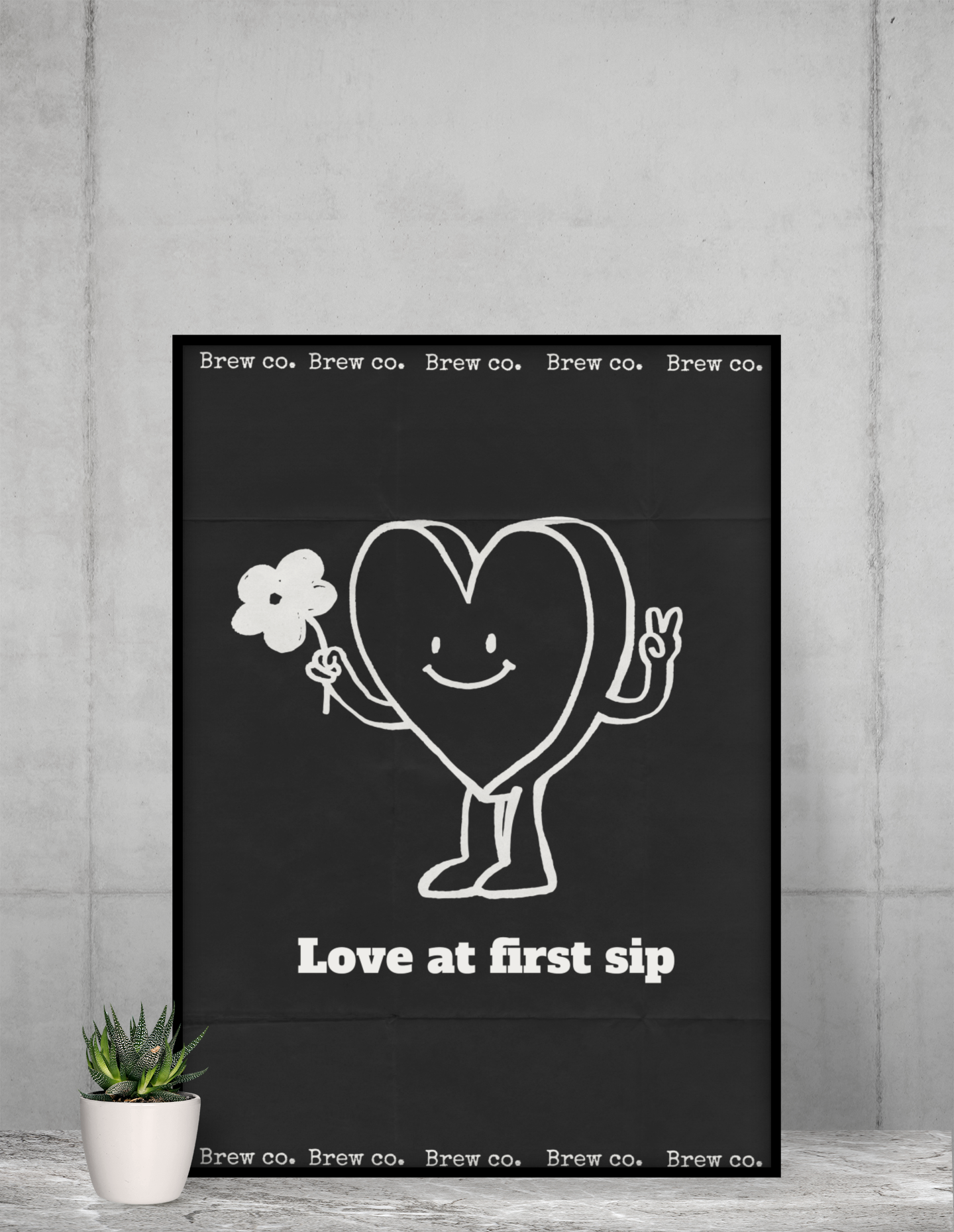 Love at First Sip Coffee Poster Cafe Wall Art A3