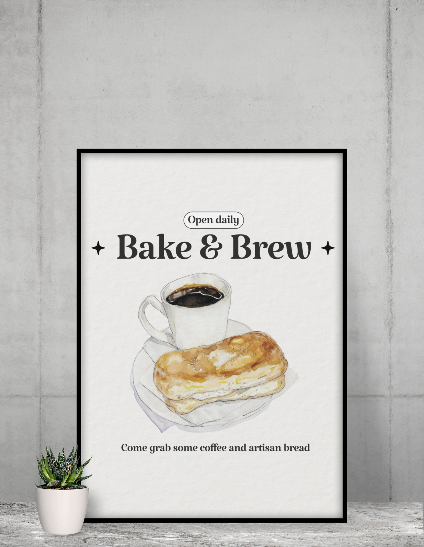 Bake and Brew Cafe Poster Coffee Bakery Wall Art