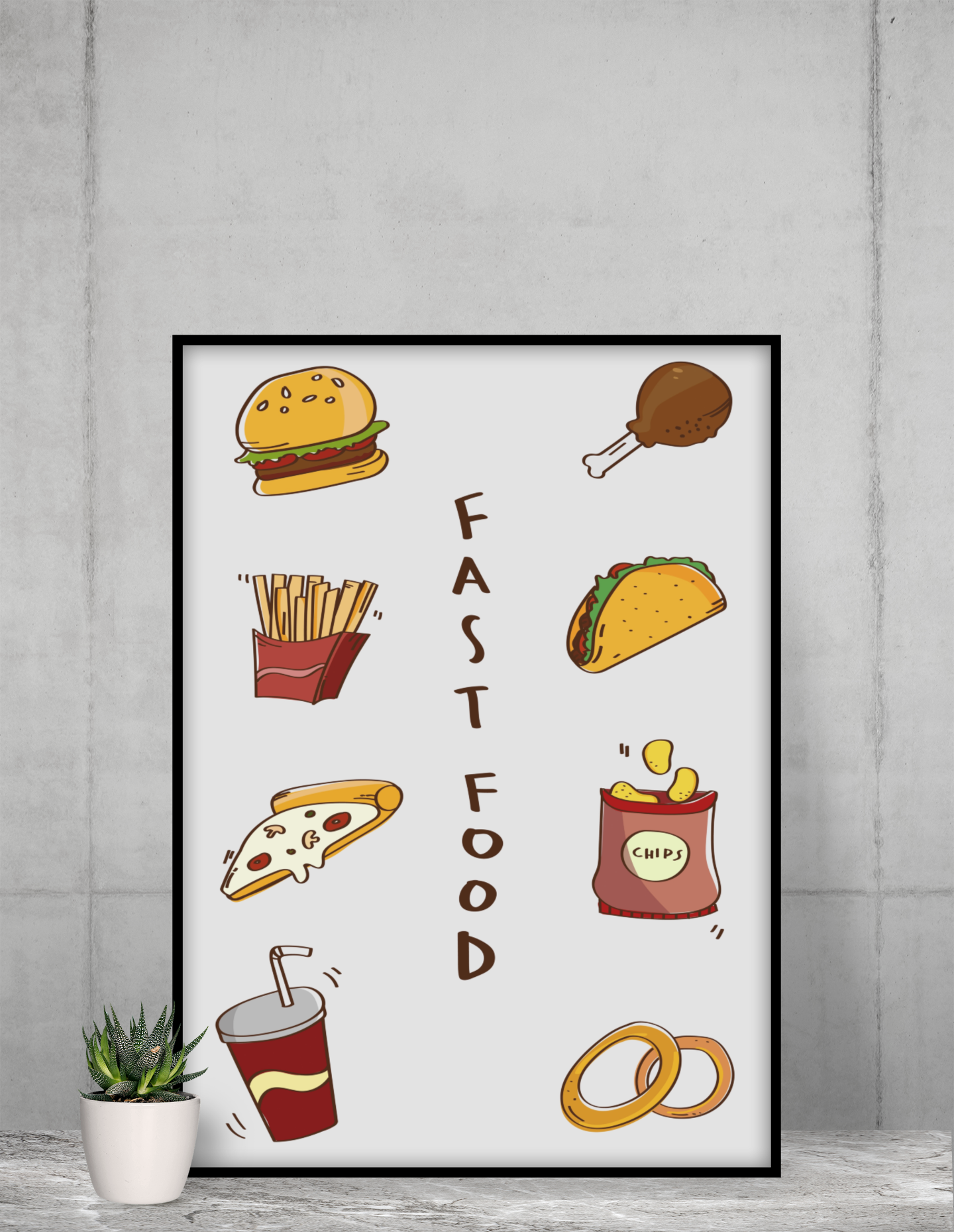 Fast Food Poster Burger Fries Cafe Restaurant Wall Art