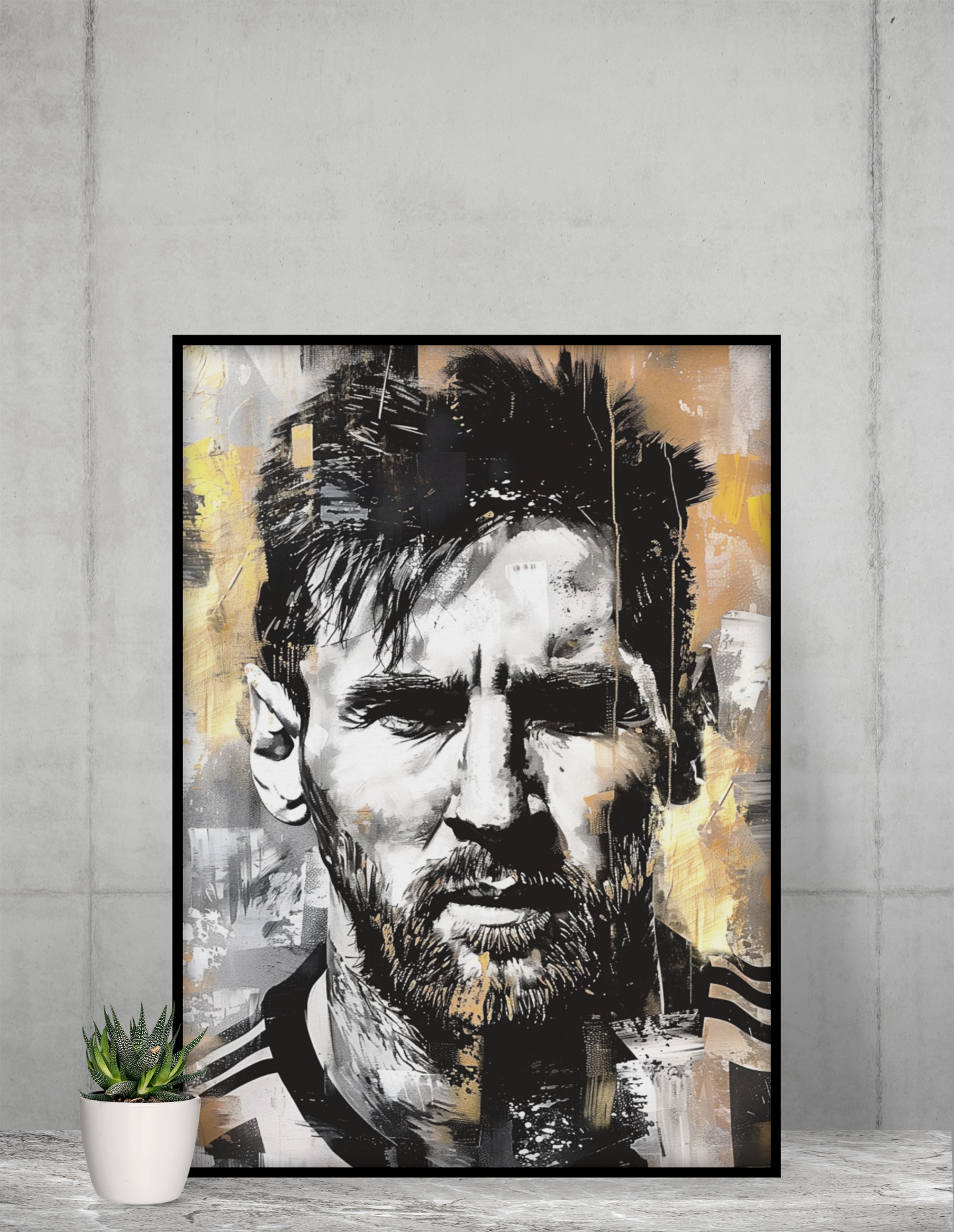 Football Legend Portrait Acrylic Wall Art A3 Black Frame Poster
