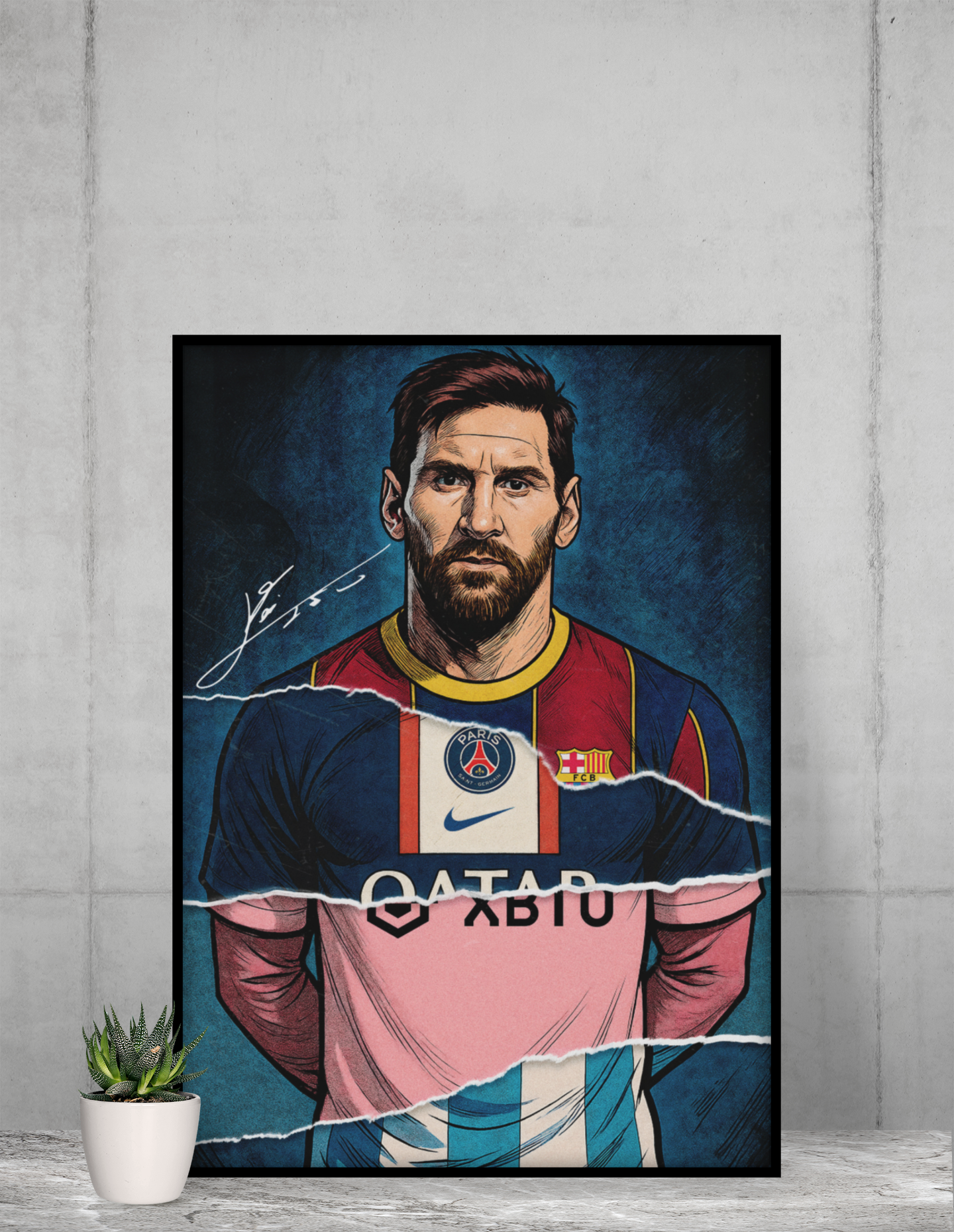 Lionel Messi Football Acrylic Wall Art A3 Framed Print