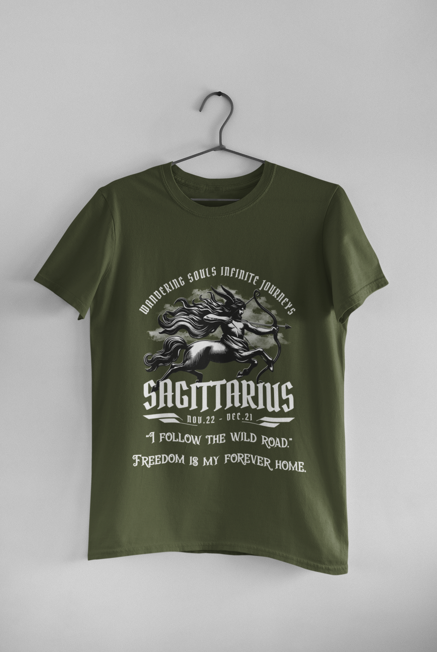 Sagittarius Zodiac T-Shirt – Wild Road Freedom Quote Tee for Astrology Lovers
