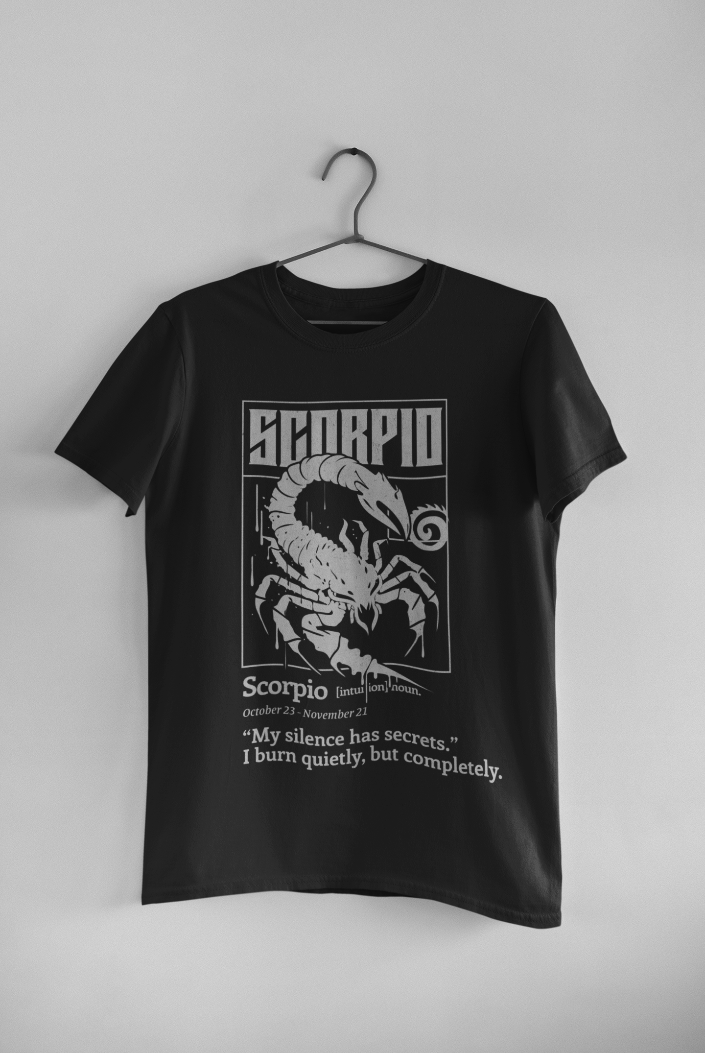 Scorpio Zodiac T-Shirt – Silent Power Astrology Graphic Tee for Scorpios