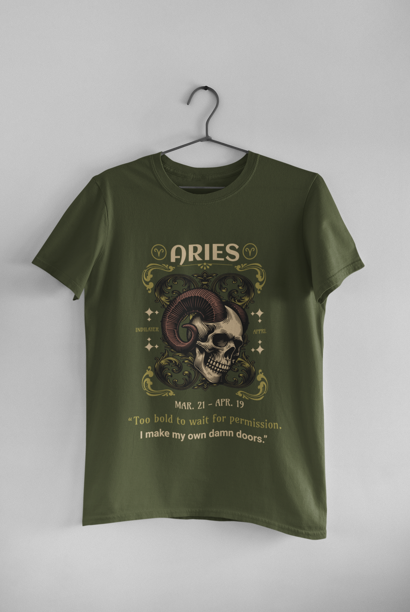 Aries Skull Zodiac T-Shirt – Bold Horoscope Graphic Tee for Unapologetic Leaders