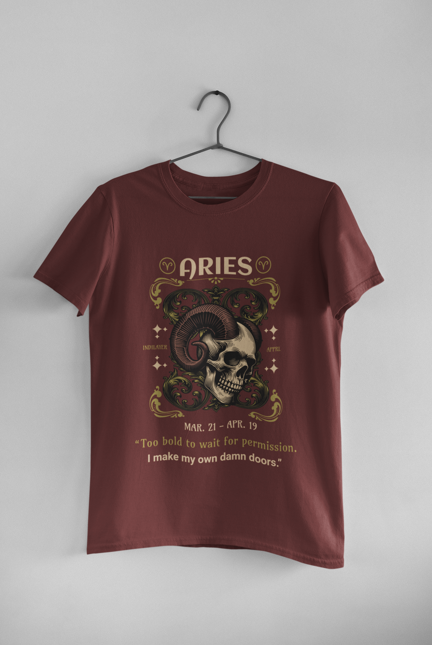 Aries Skull Zodiac T-Shirt – Bold Horoscope Graphic Tee for Unapologetic Leaders