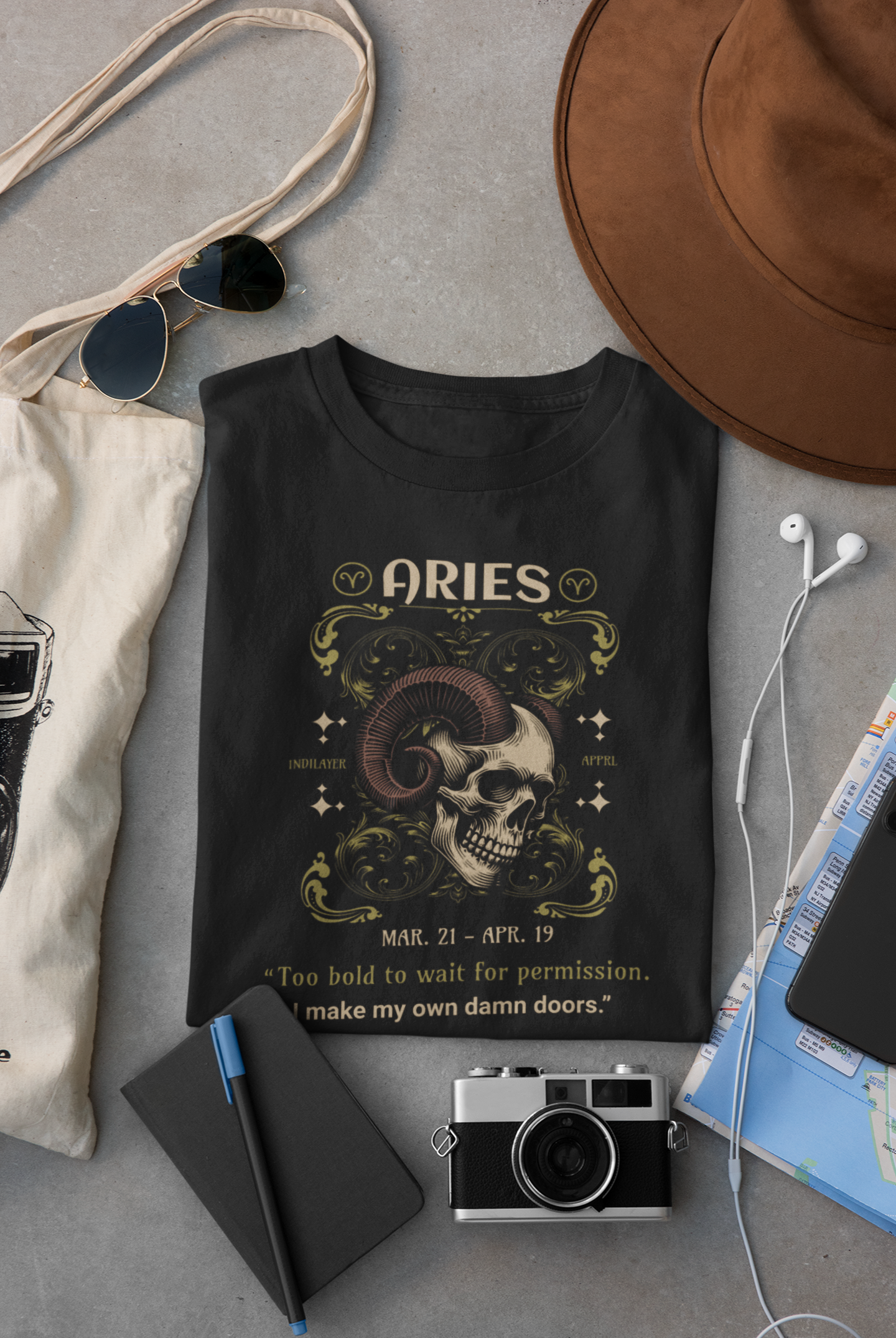 Aries Skull Zodiac T-Shirt – Bold Horoscope Graphic Tee for Unapologetic Leaders