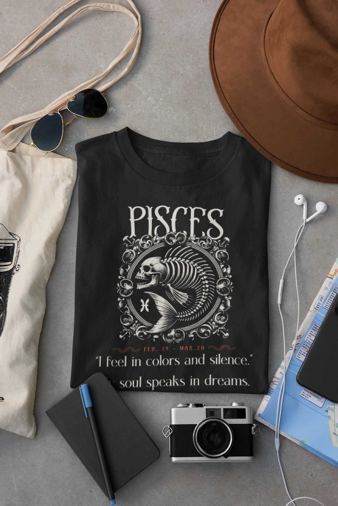 Pisces Zodiac T-Shirt – Dreamy Fish Graphic Tee with Soulful Quote for Water Signs