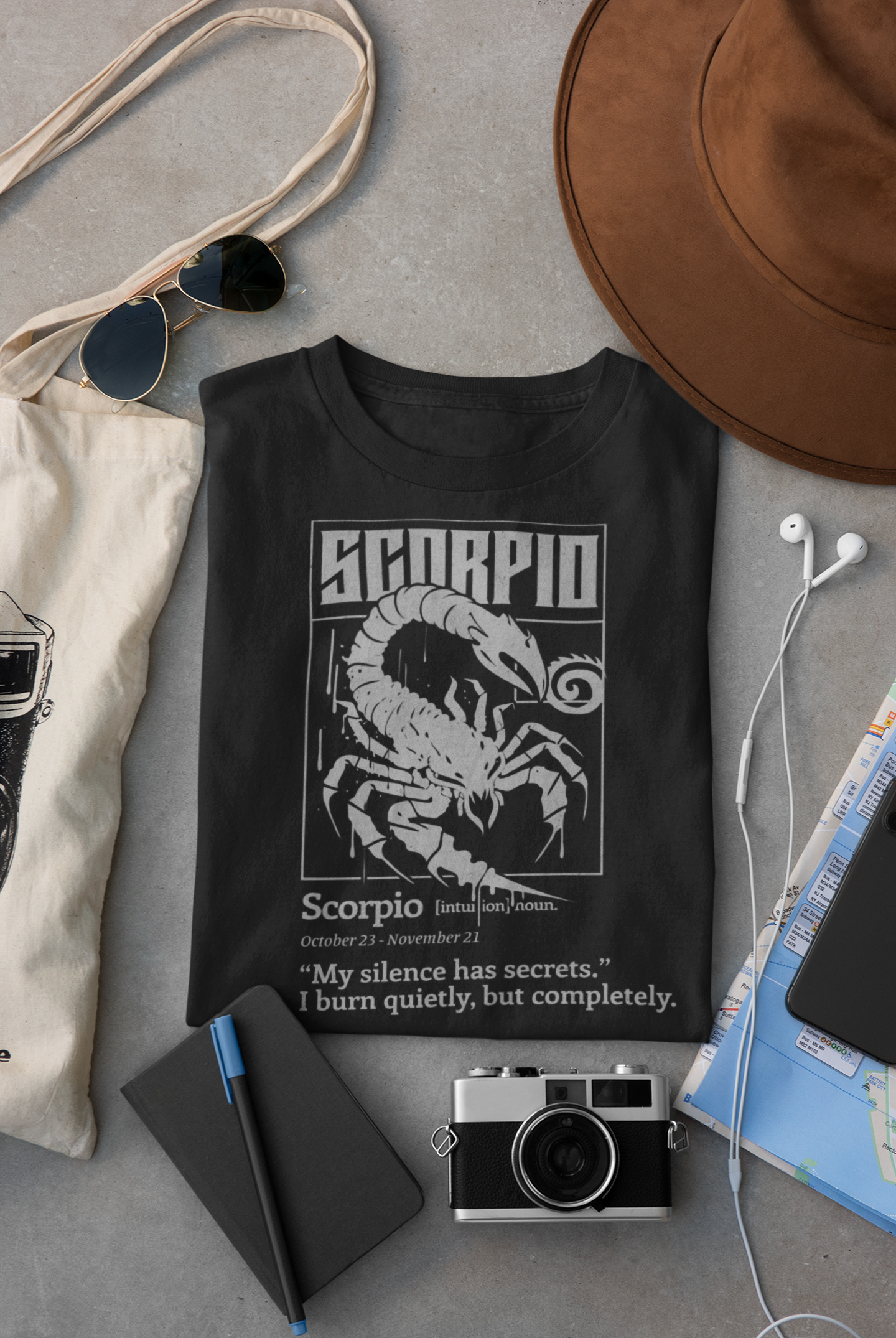 Scorpio Zodiac T-Shirt – Silent Power Astrology Graphic Tee for Scorpios