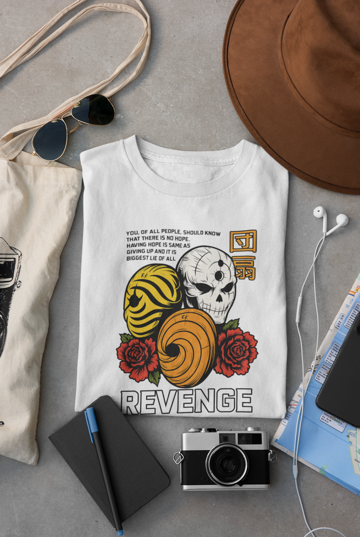Revenge Anime T-Shirt – Obito Uchiha Inspired Mask Tee for Otaku Fans