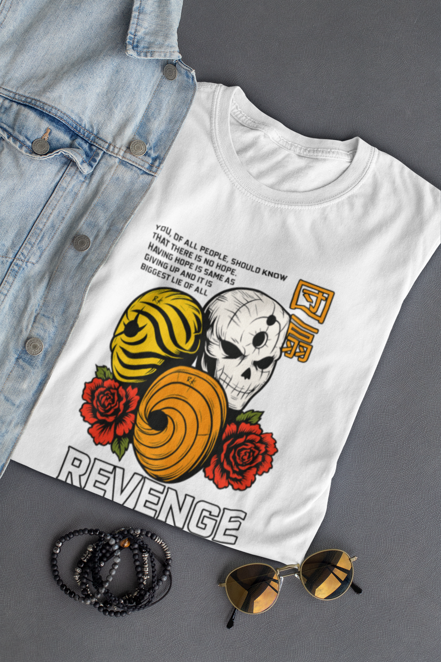 Revenge Anime T-Shirt – Obito Uchiha Inspired Mask Tee for Otaku Fans