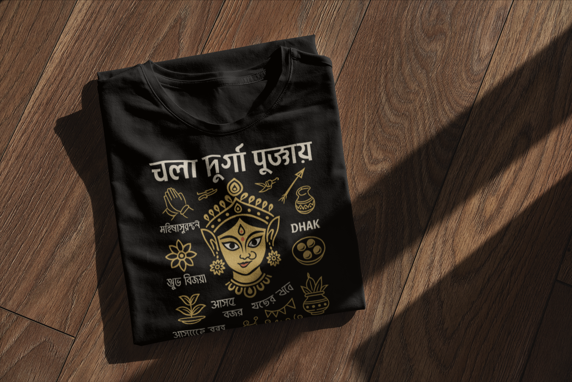 Chalo Durga Pujaye T-Shirt – Festive Cotton Tee for Pujo Vibes