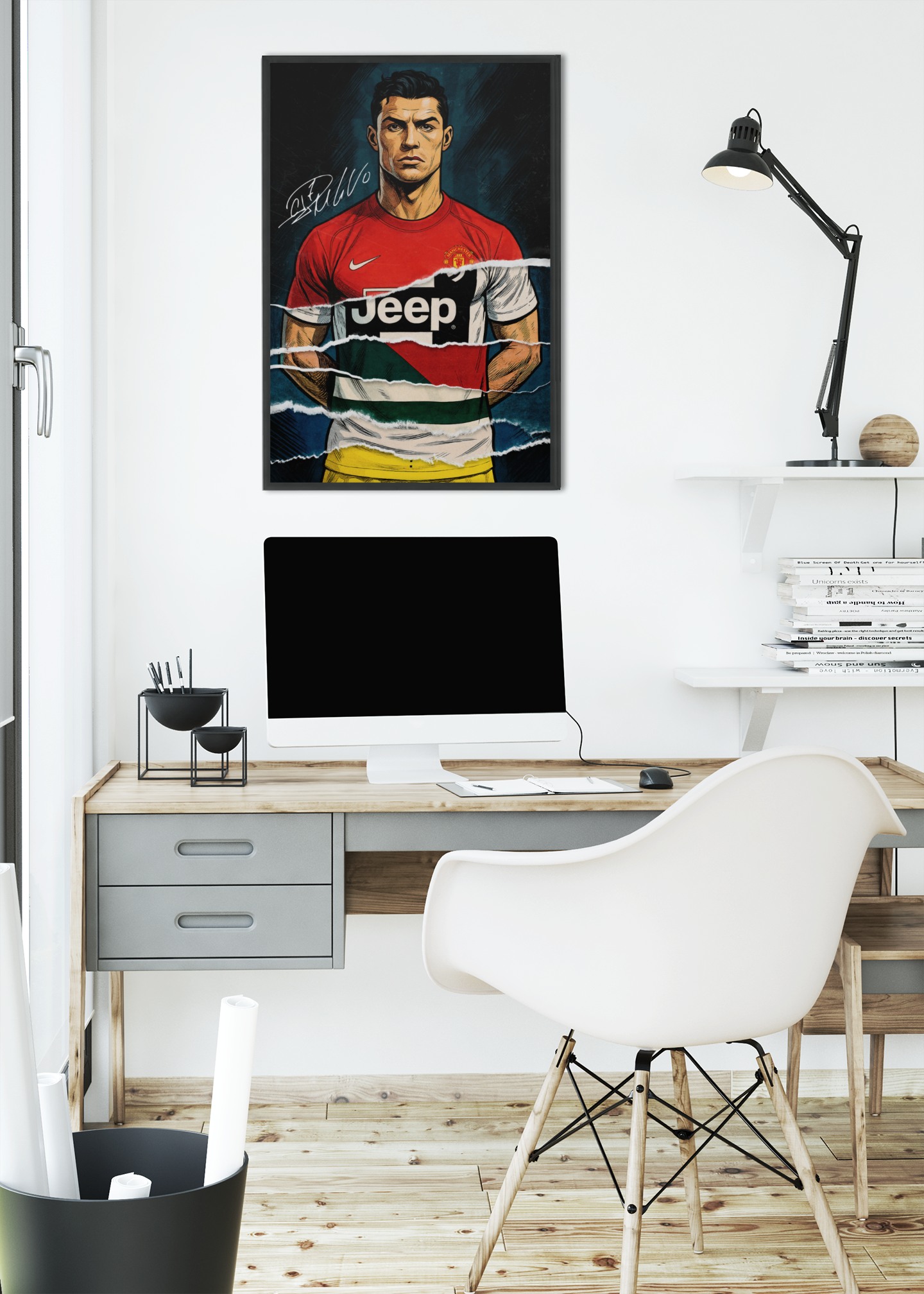 Cristiano Ronaldo Football Acrylic Wall Art A3 Framed