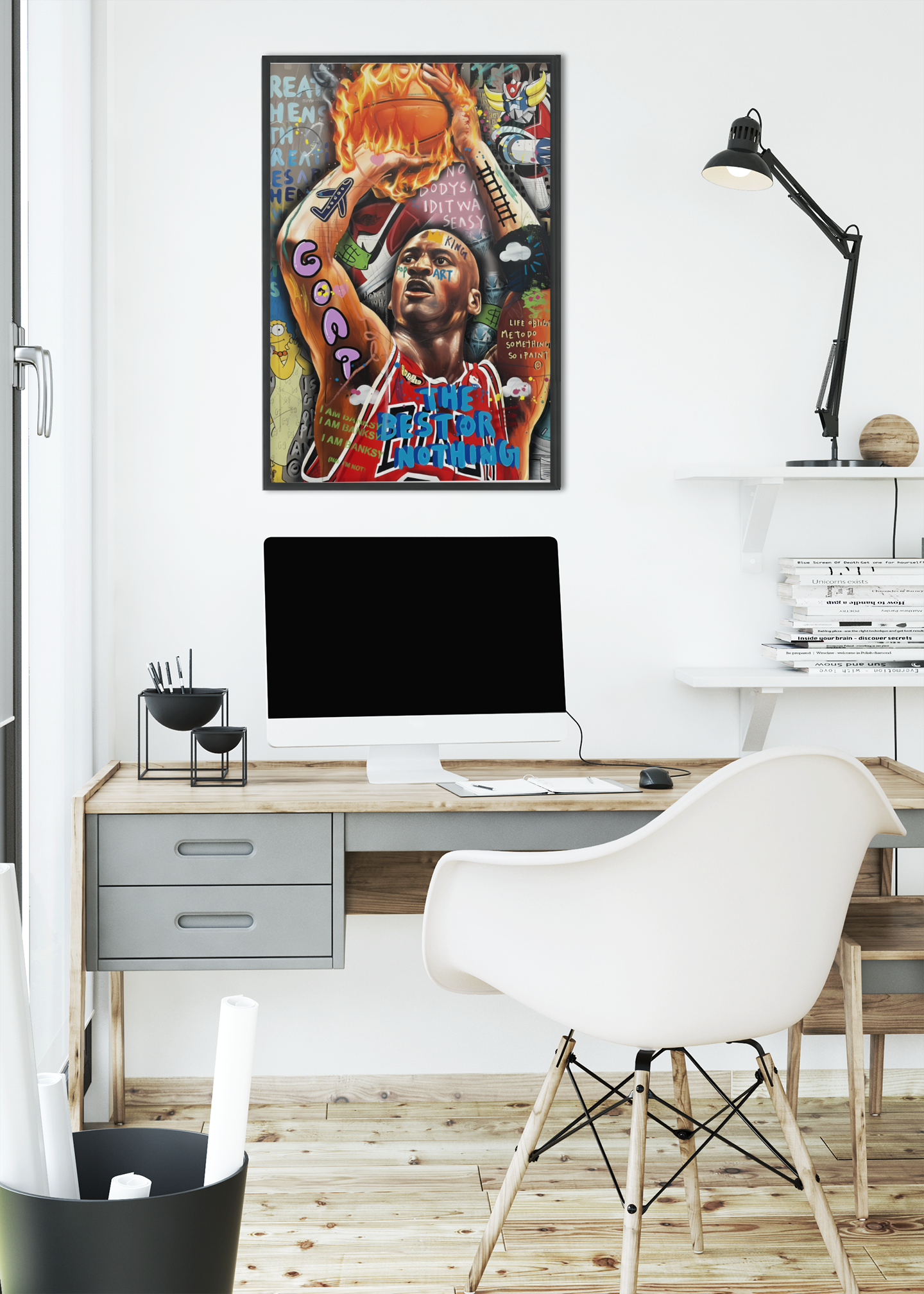 Michael Jordan Pop Art Acrylic Wall Art A3 Black Frame