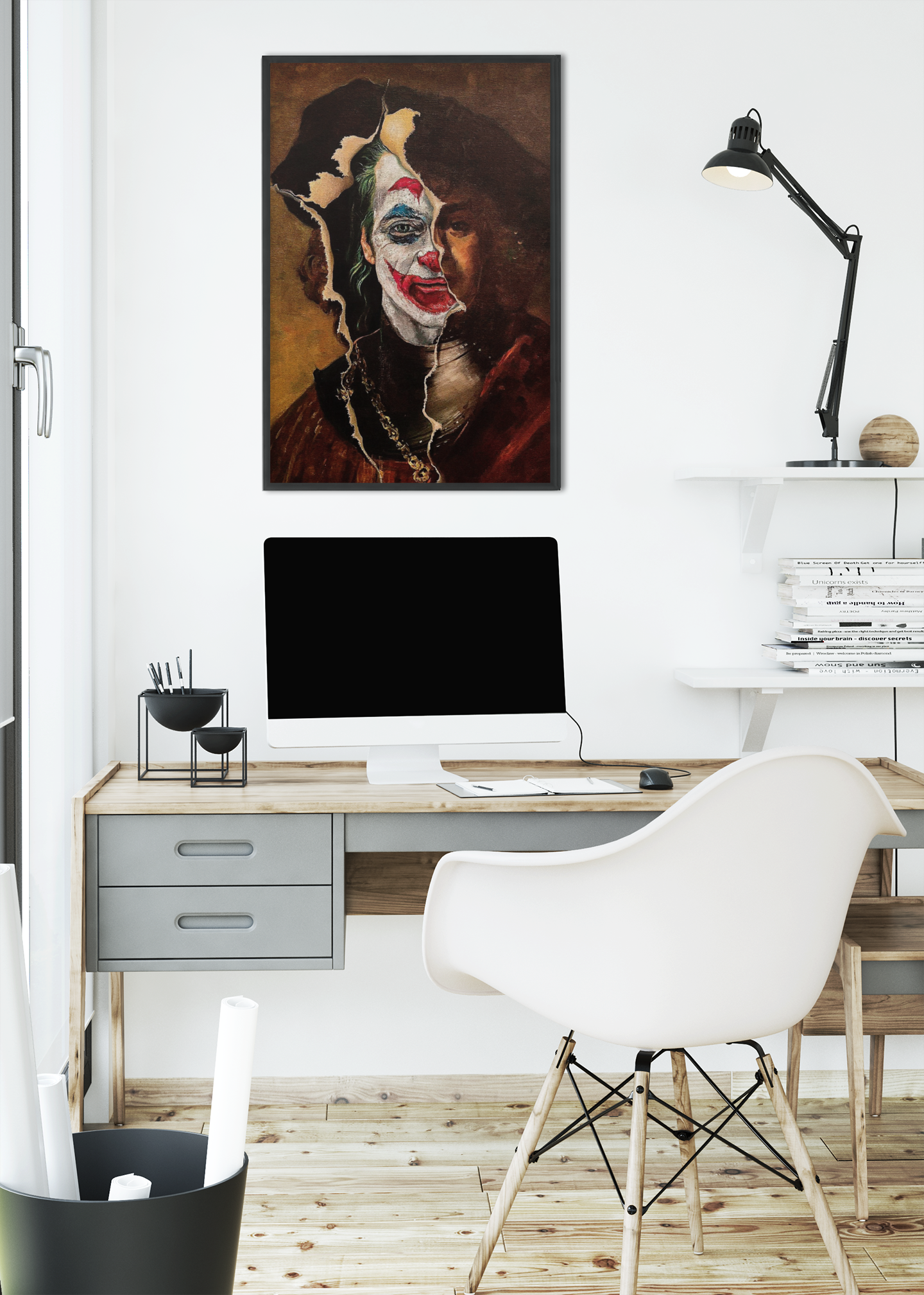 Joker Inspired Abstract Acrylic Wall Art A3 Black Frame Poster