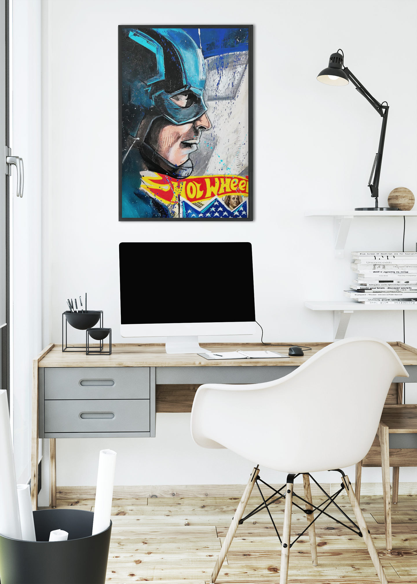 Captain America Pop Art Acrylic Wall Art A3 Black Frame