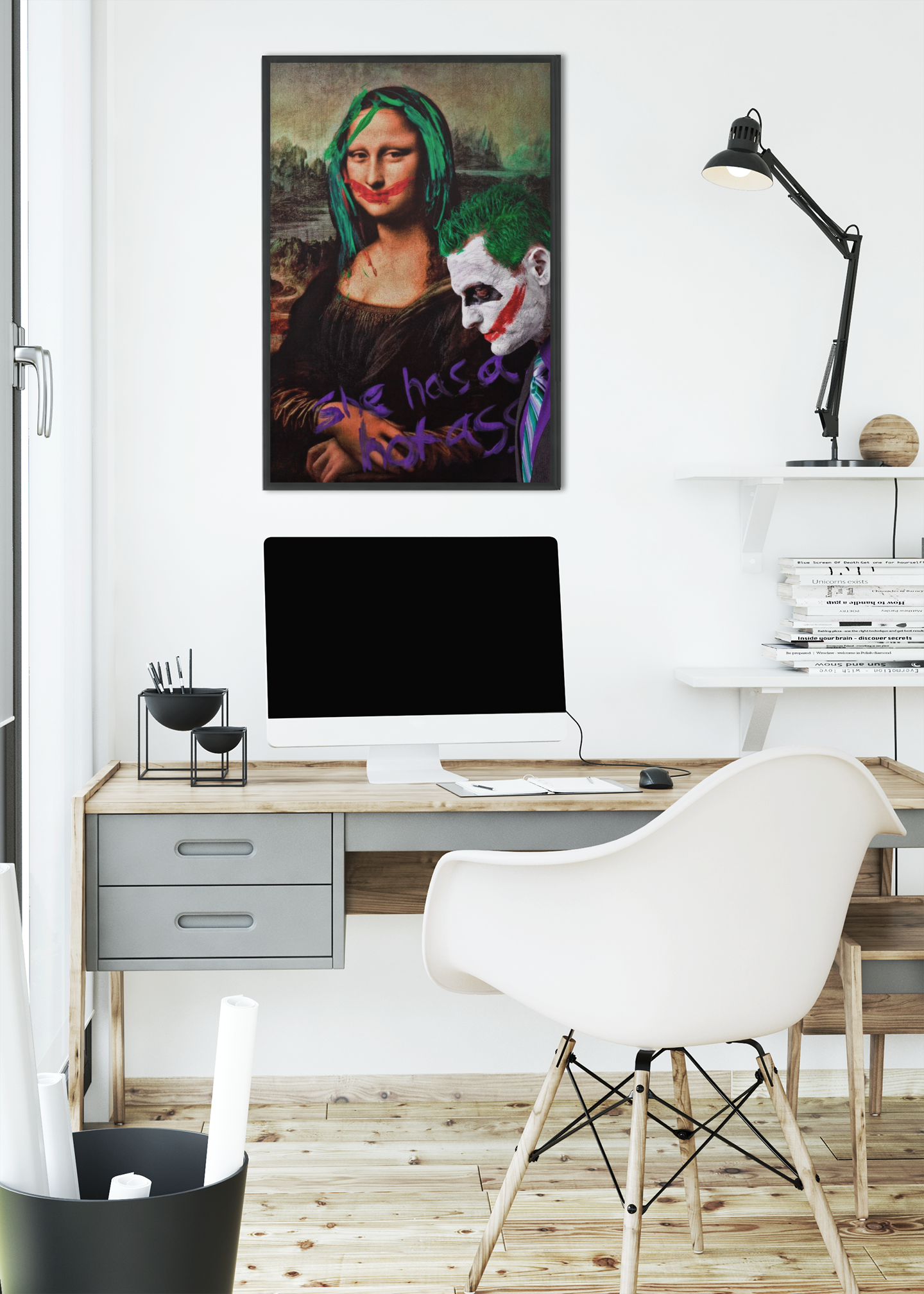 Joker Mona Lisa Pop Art Acrylic Wall Art A3 Black Frame