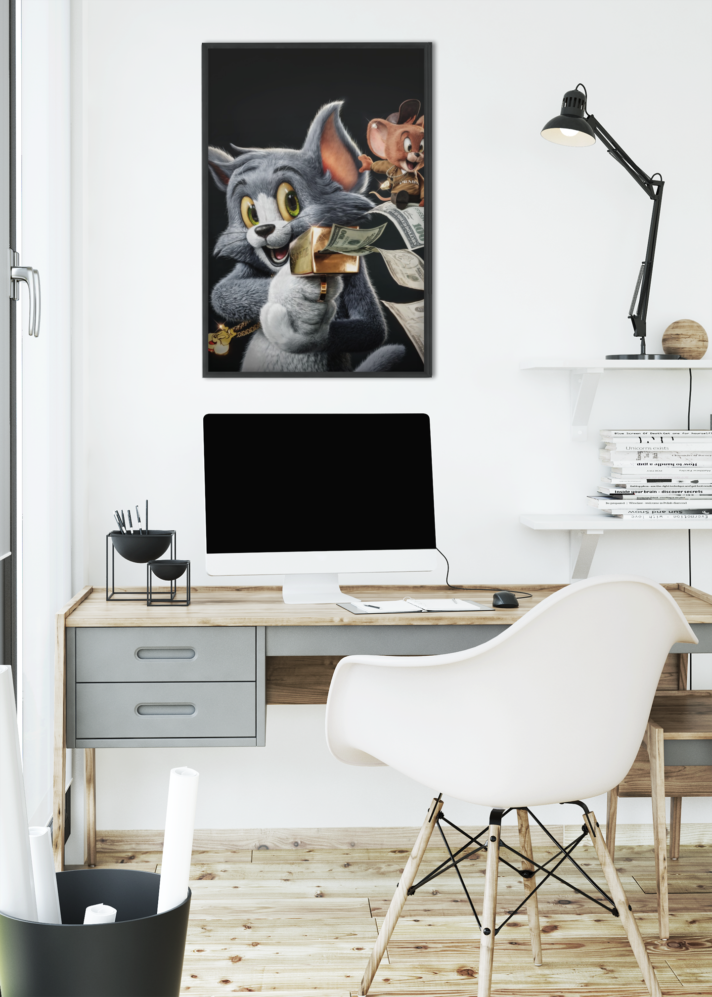 3D Tom and Jerry Inspired Acrylic Wall Art A3 Black Frame Poster