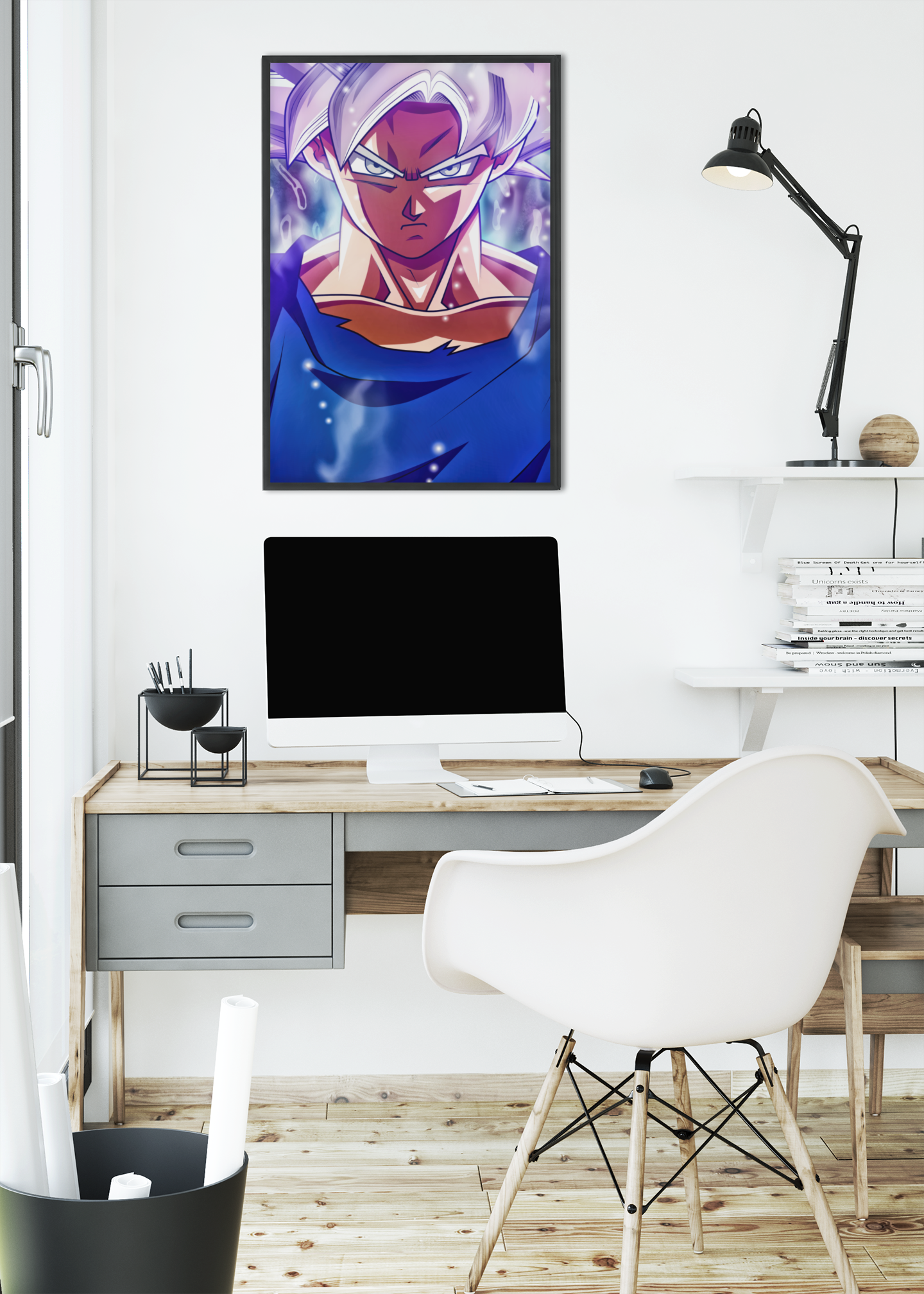 Ultra Instinct Anime Character Acrylic Wall Art A3 Black Frame