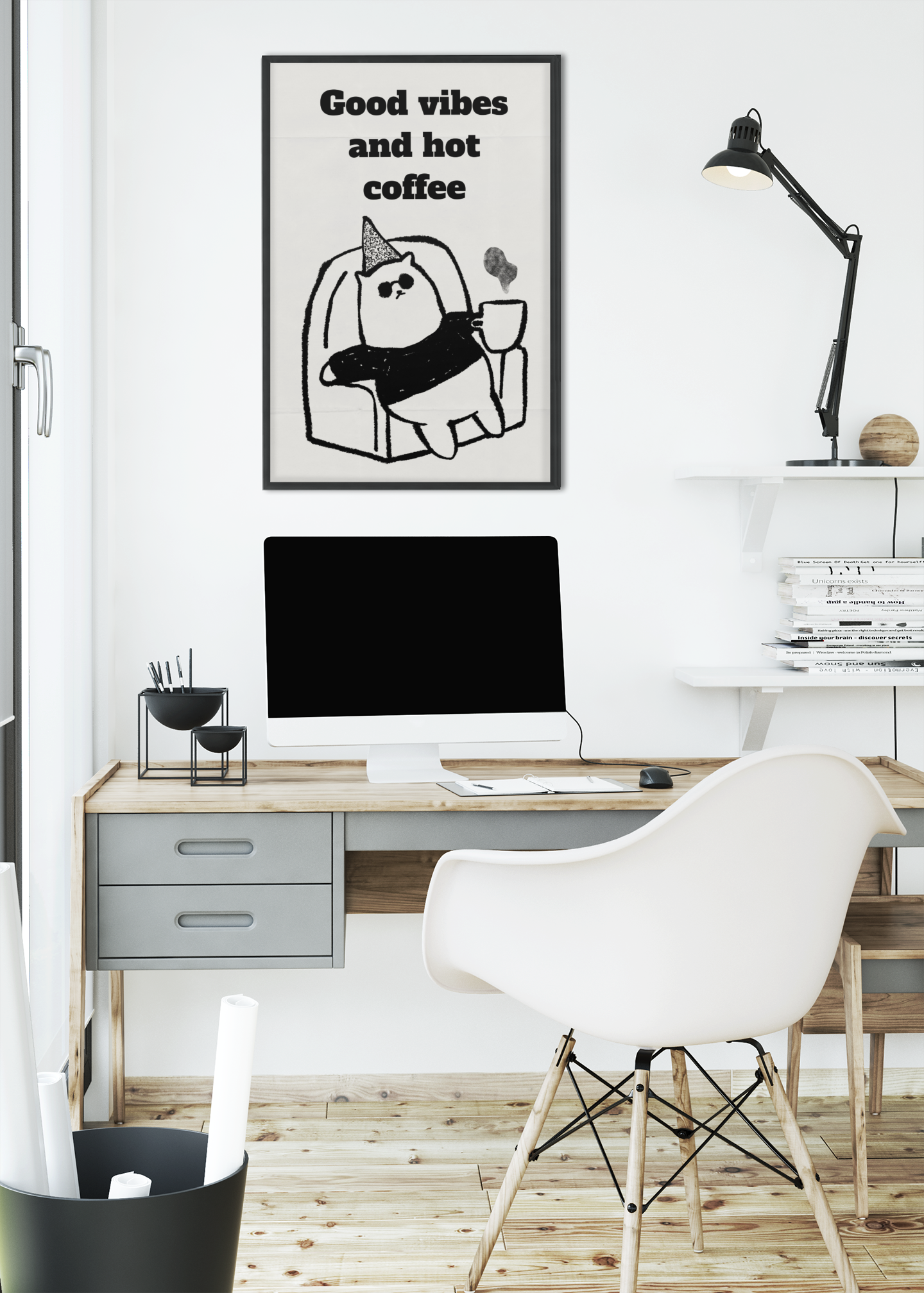 Coffee Quote Poster Cafe Wall Art A3 Black Frame