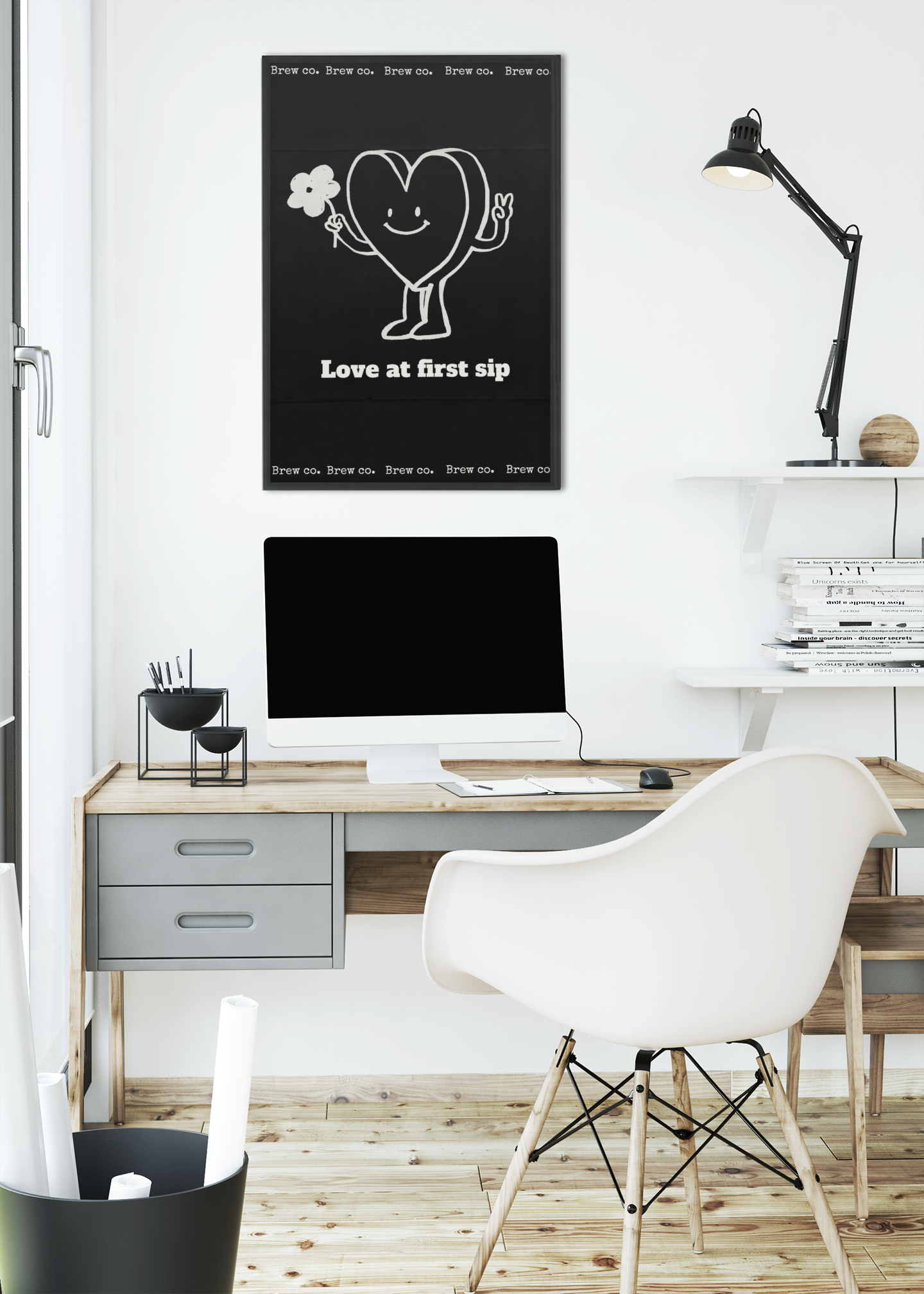 Love at First Sip Coffee Poster Cafe Wall Art A3