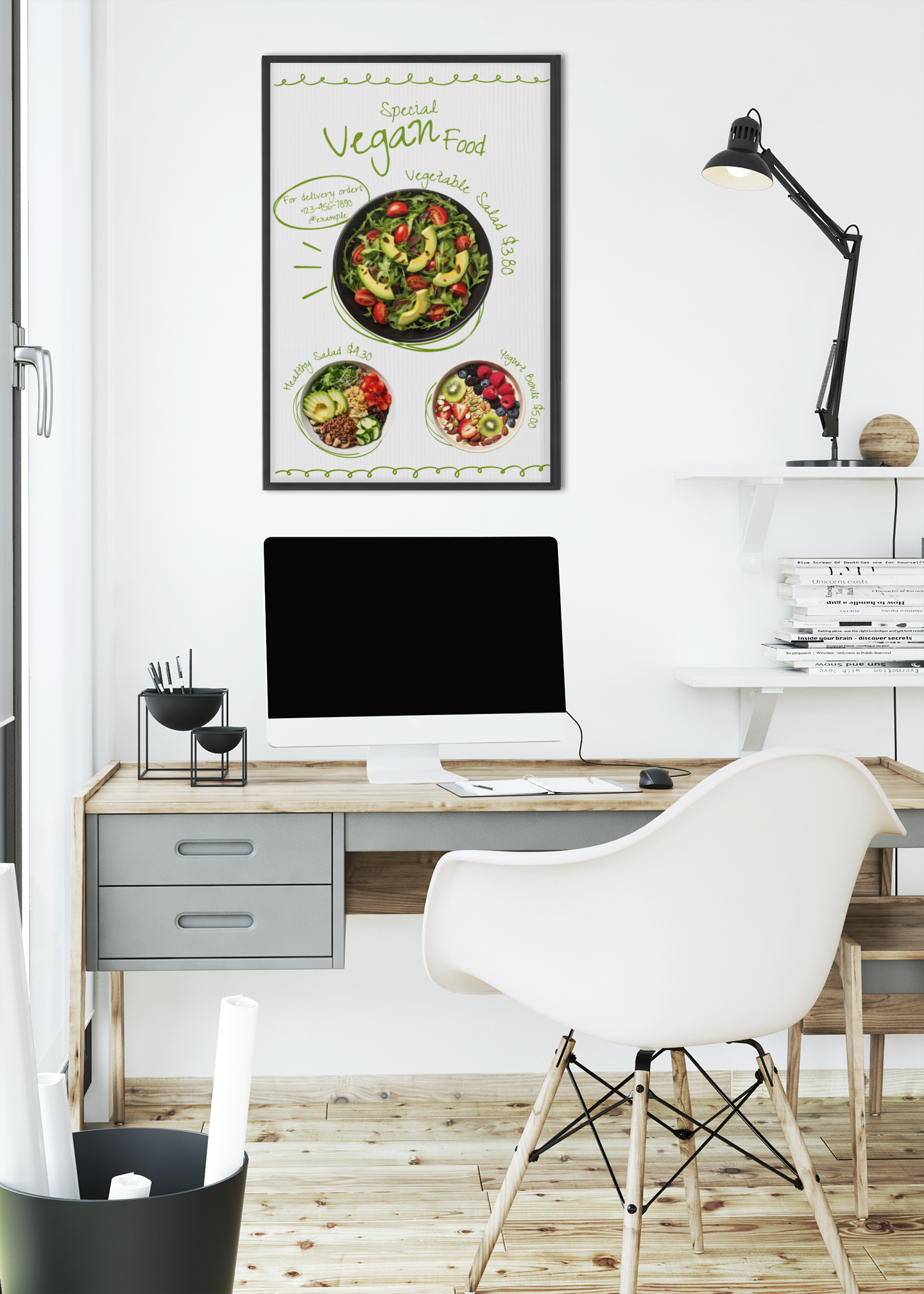 Vegan Food Poster Healthy Salad Restaurant Wall Art
