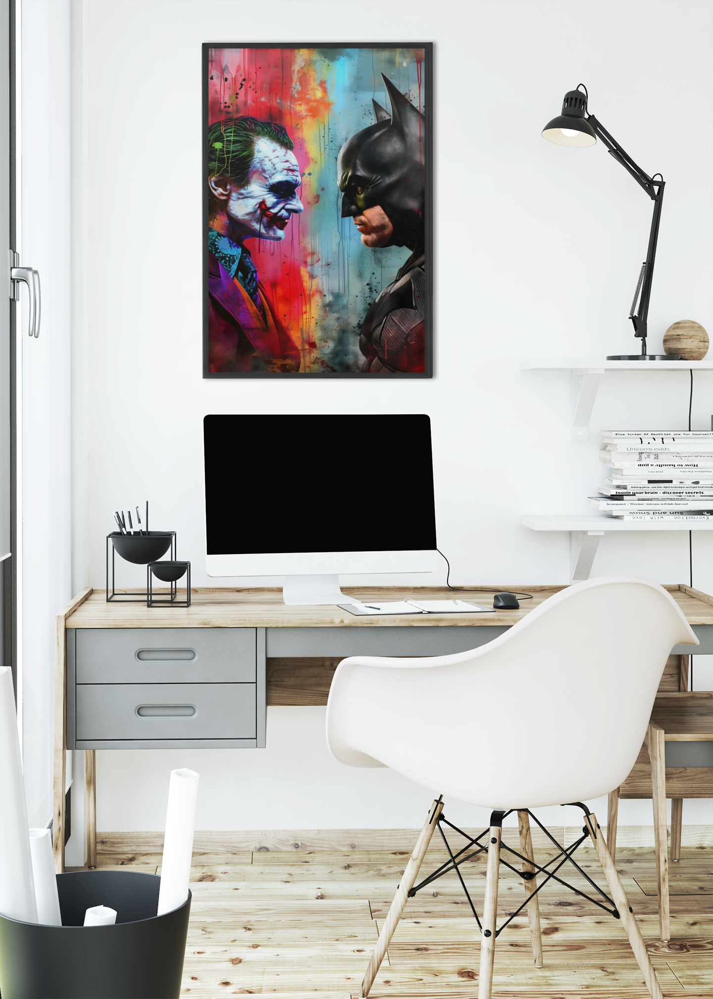 Batman vs Joker Face Off Acrylic Wall Art A3 Black Frame