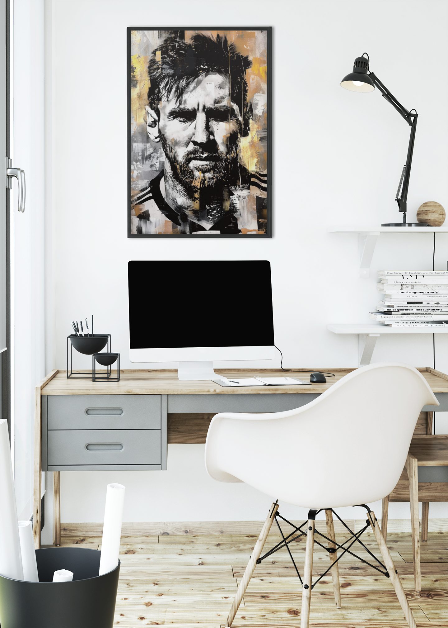Football Legend Portrait Acrylic Wall Art A3 Black Frame Poster