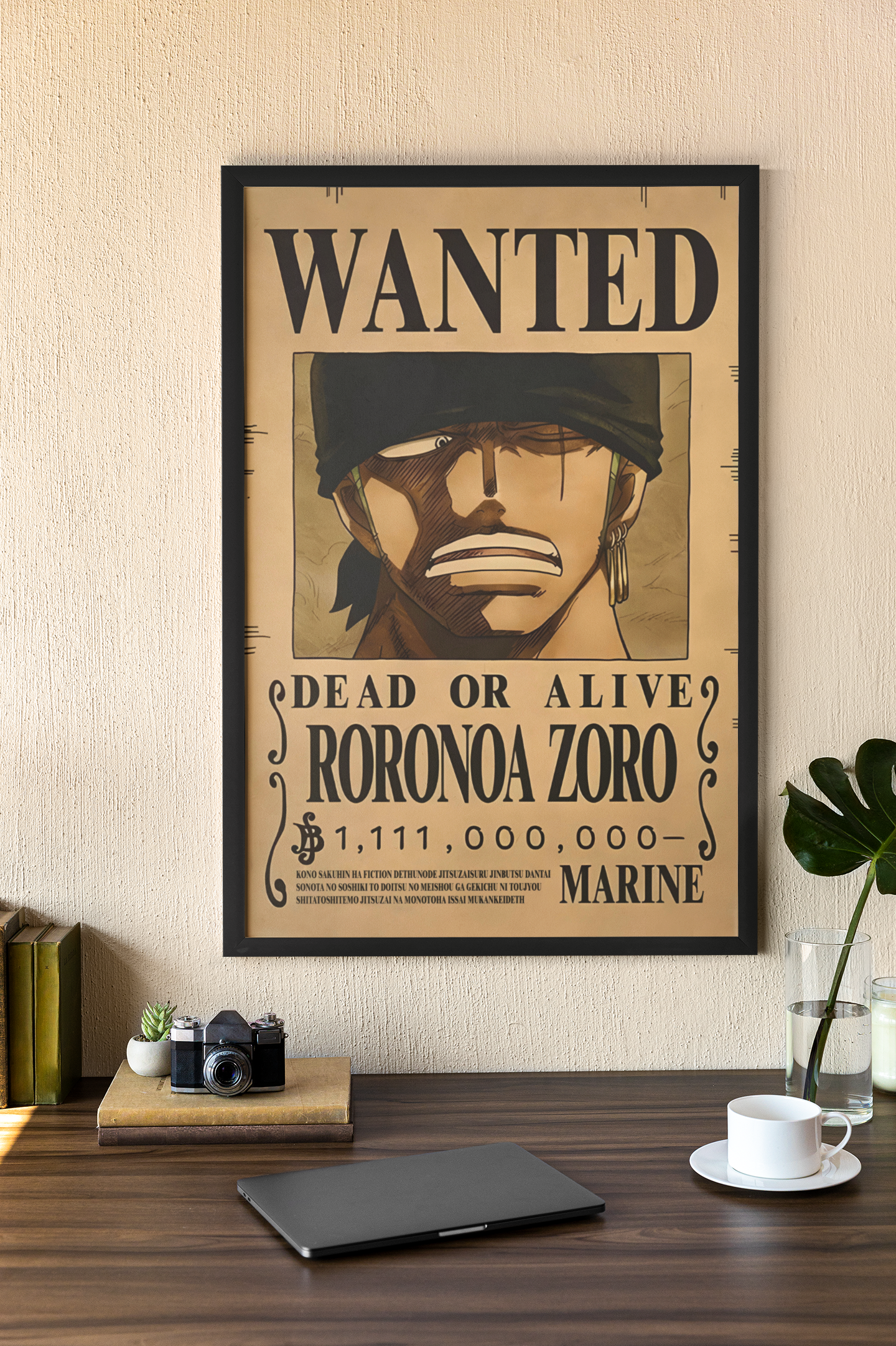 Roronoa Zoro Wanted Poster Acrylic Wall Art A3 Framed