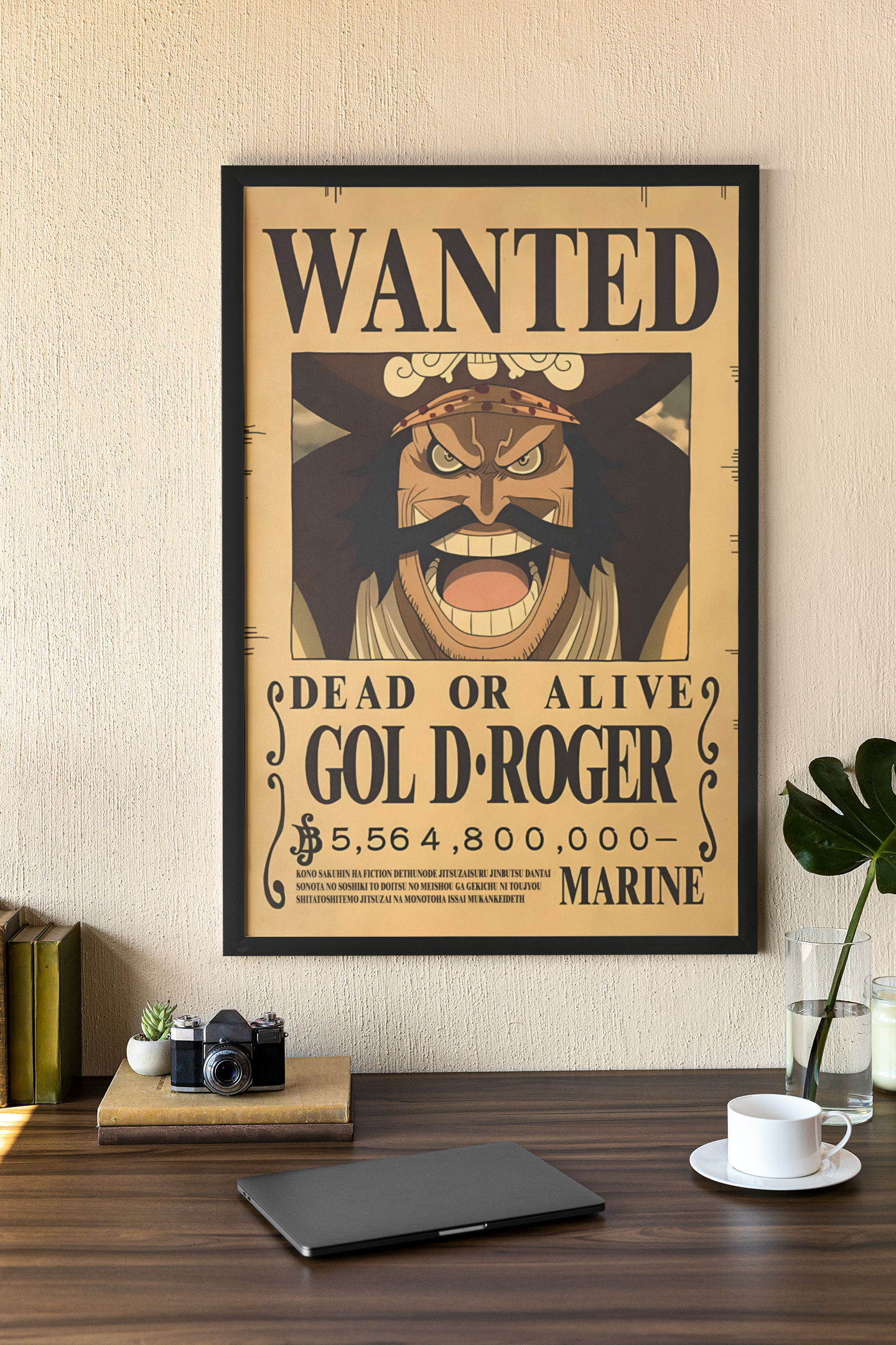 Gol D Roger Wanted Poster Acrylic Wall Art A3 Framed
