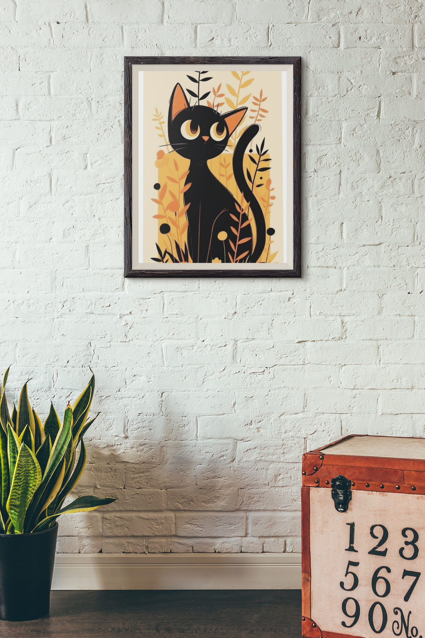 Golden Whiskers- Framed Cat  Poster