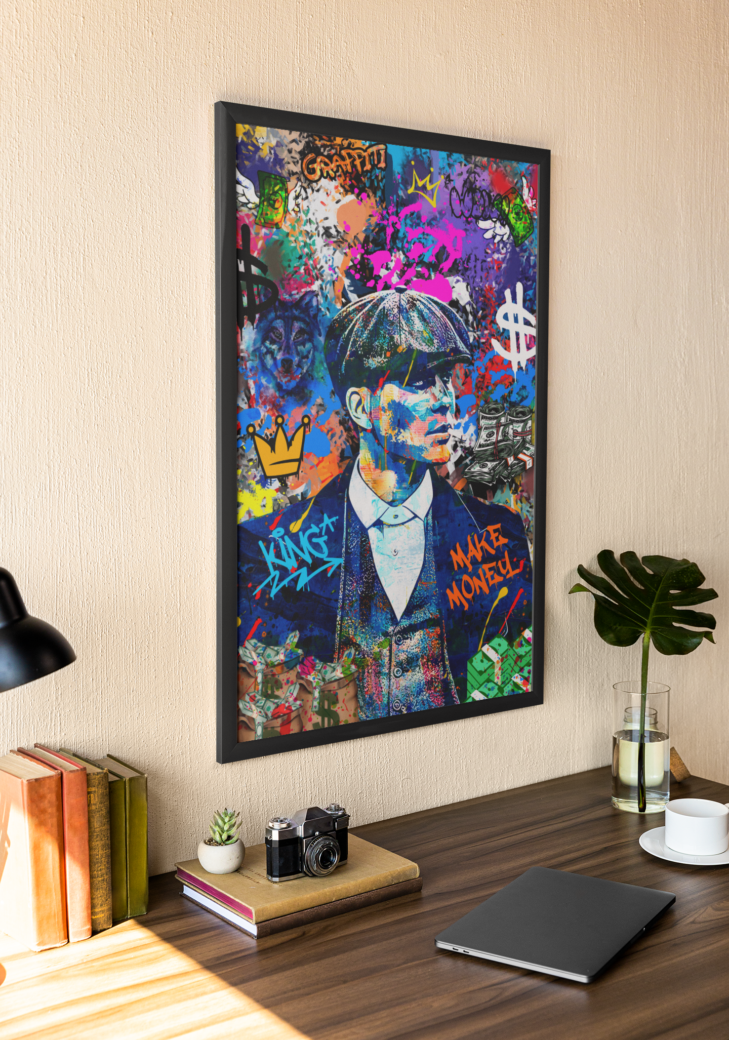 Peaky Blinders Graffiti Acrylic Wall Art A3 Black Frame