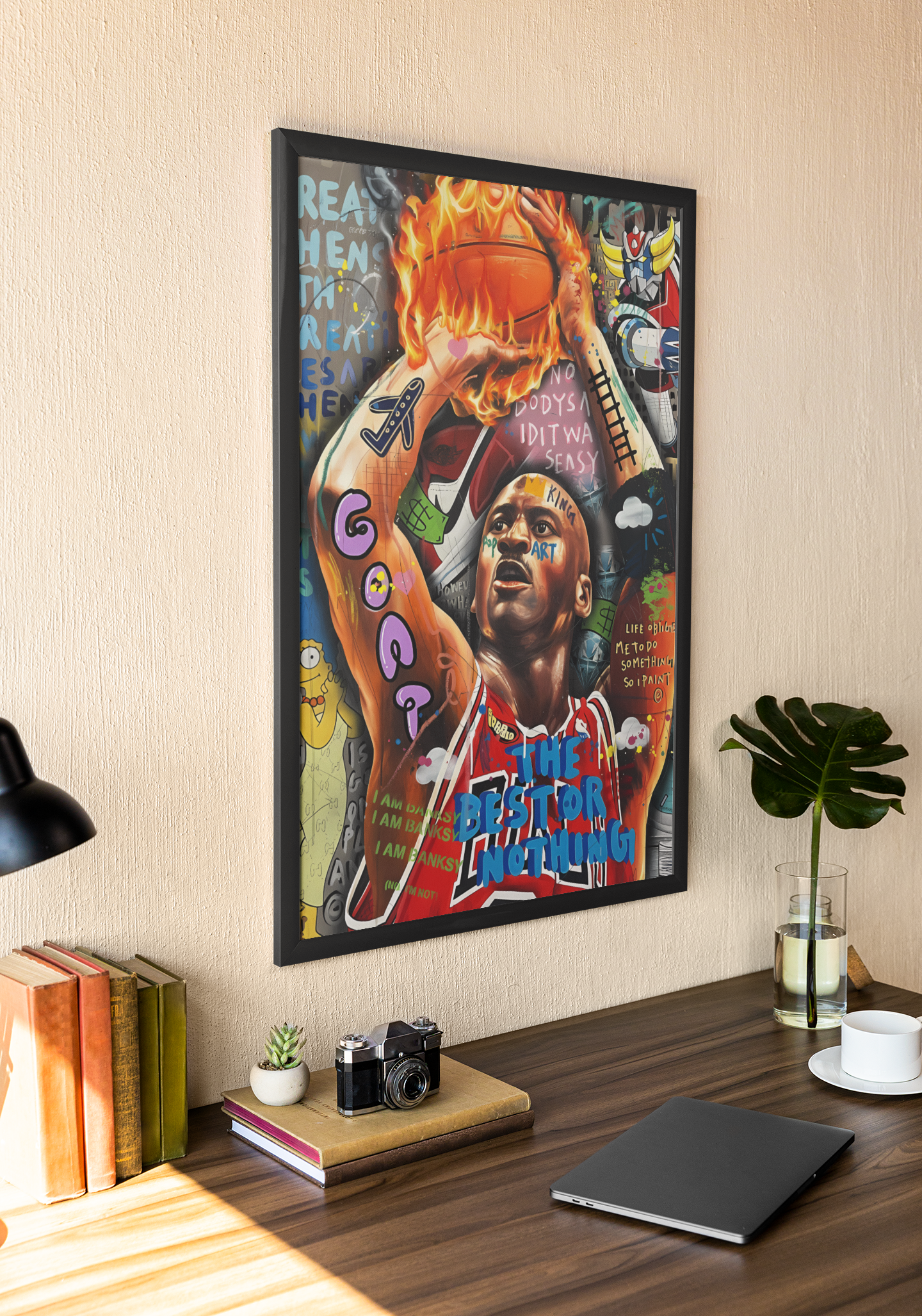 Michael Jordan Pop Art Acrylic Wall Art A3 Black Frame