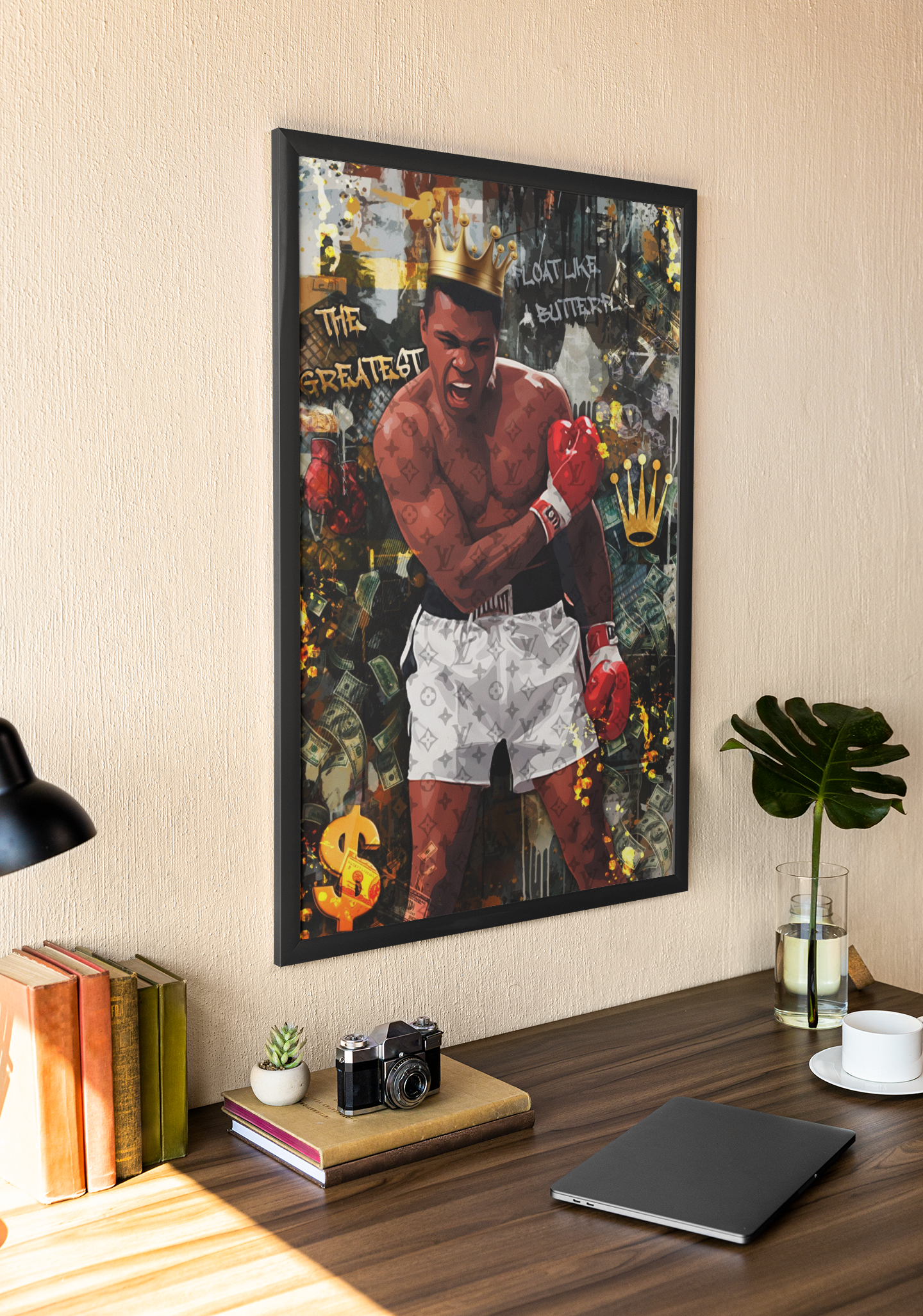 Muhammad Ali Pop Art Acrylic Wall Art A3 Black Frame