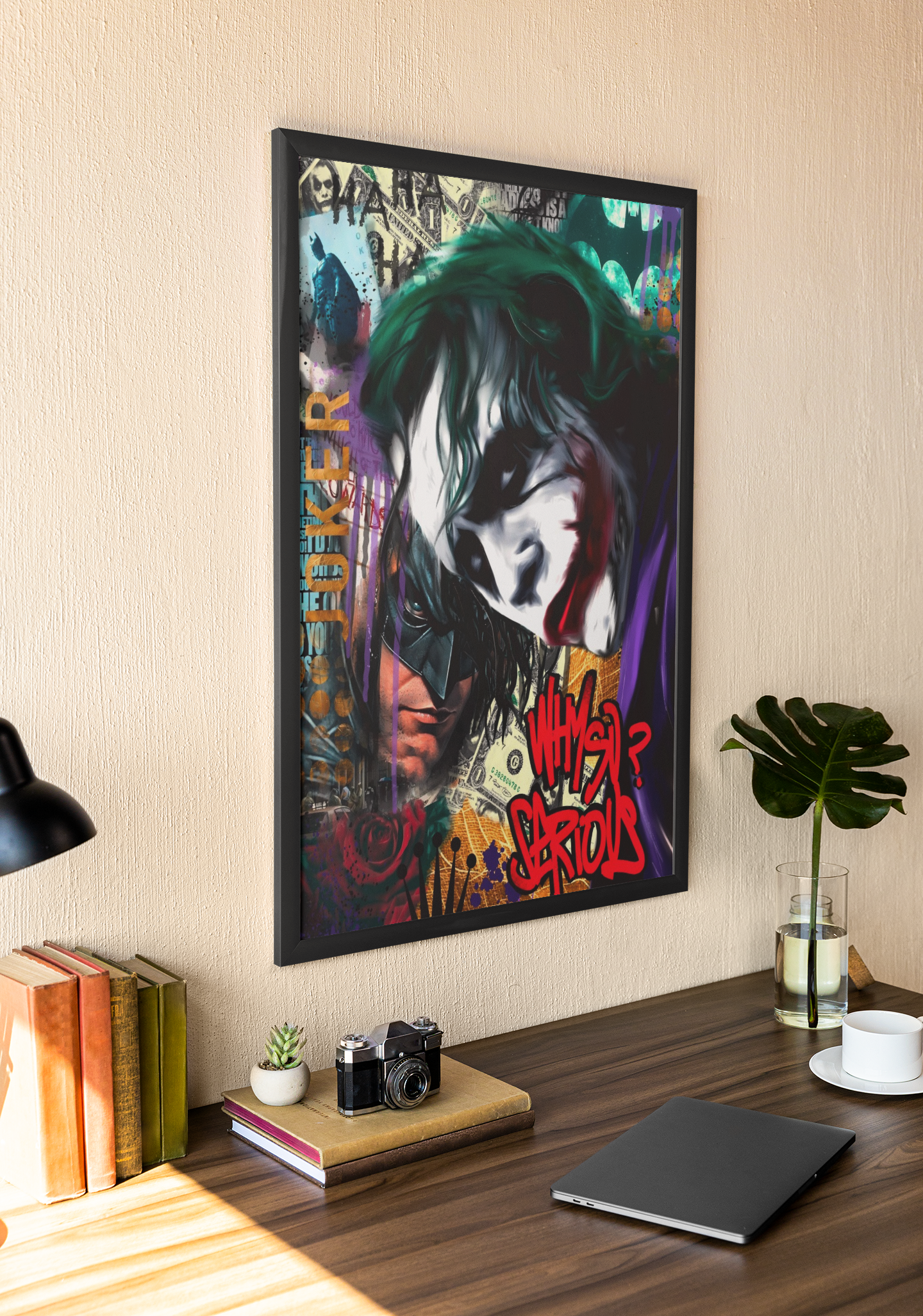 Joker Pop Art Acrylic Wall Art A3 Black Frame