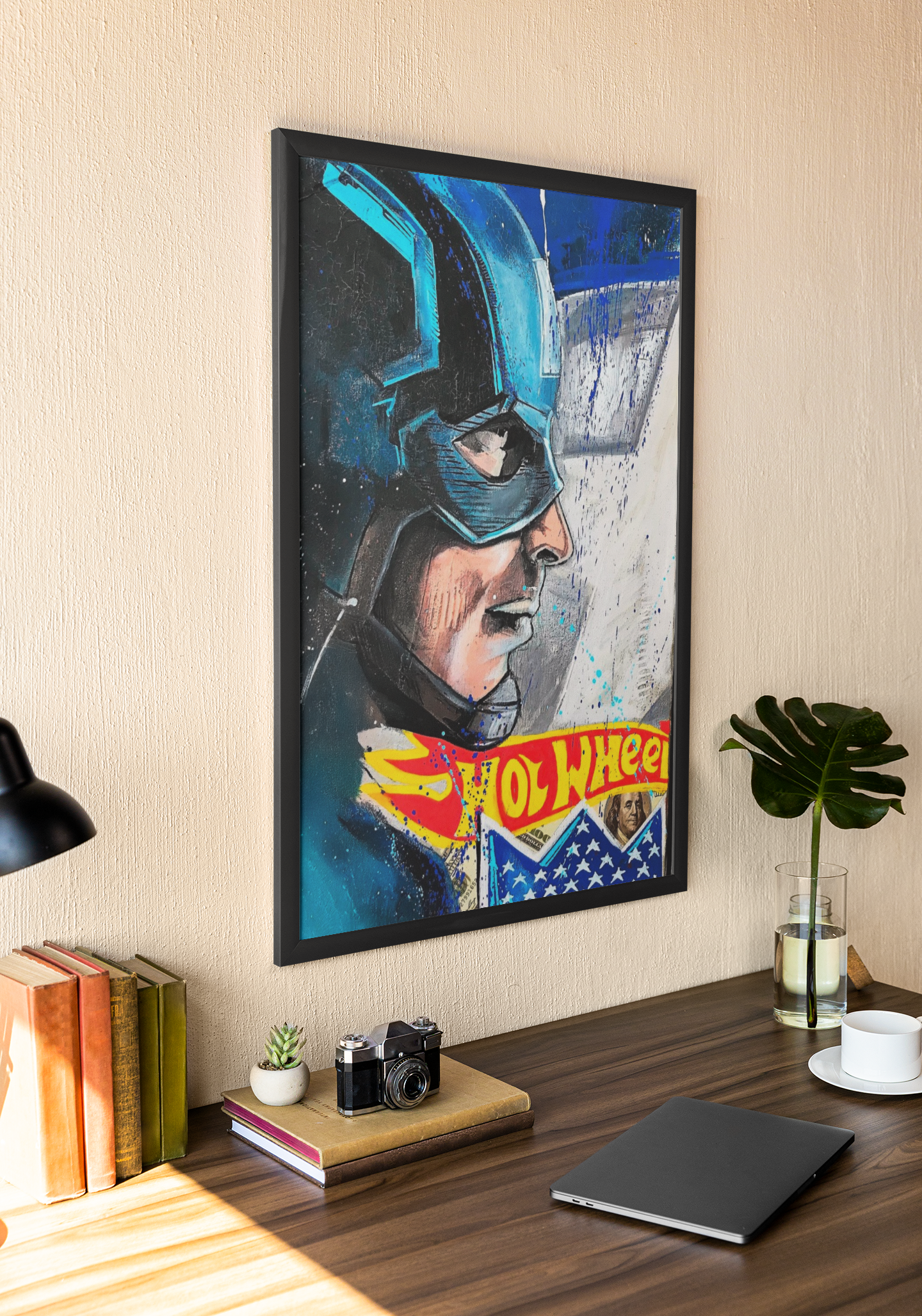 Captain America Pop Art Acrylic Wall Art A3 Black Frame