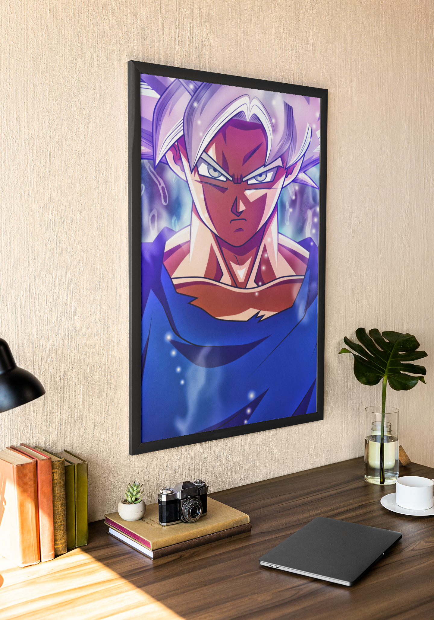 Ultra Instinct Anime Character Acrylic Wall Art A3 Black Frame