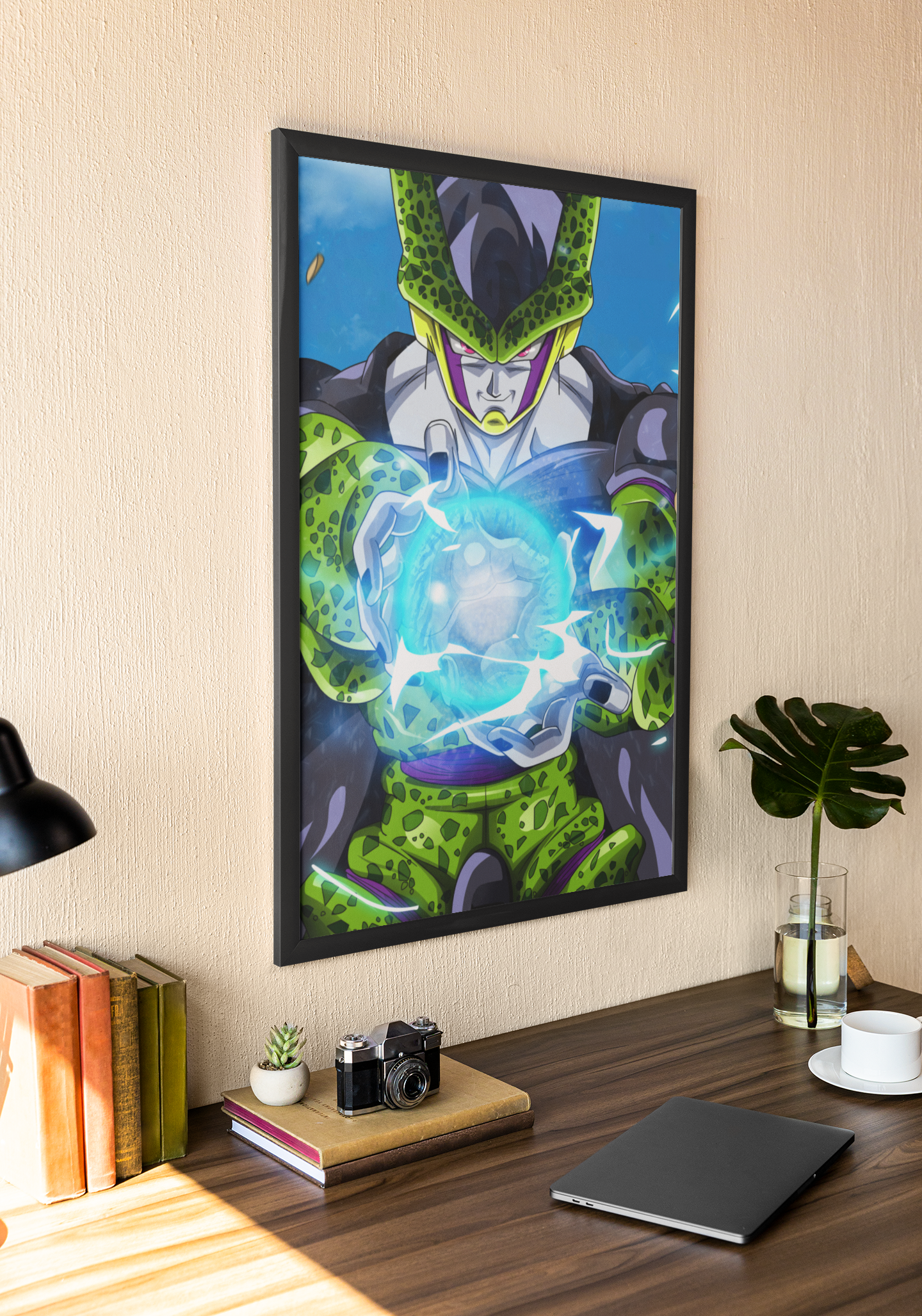 Perfect Cell Dragon Ball Anime Acrylic Wall Art A3 Black Frame
