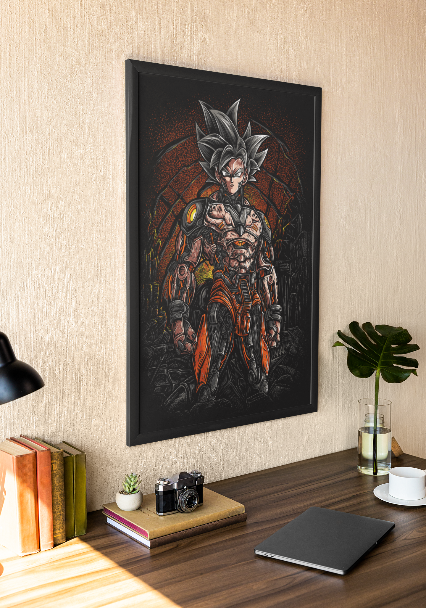 Cyberpunk Goku Dragon Ball Anime Acrylic Wall Art A3 Black Frame