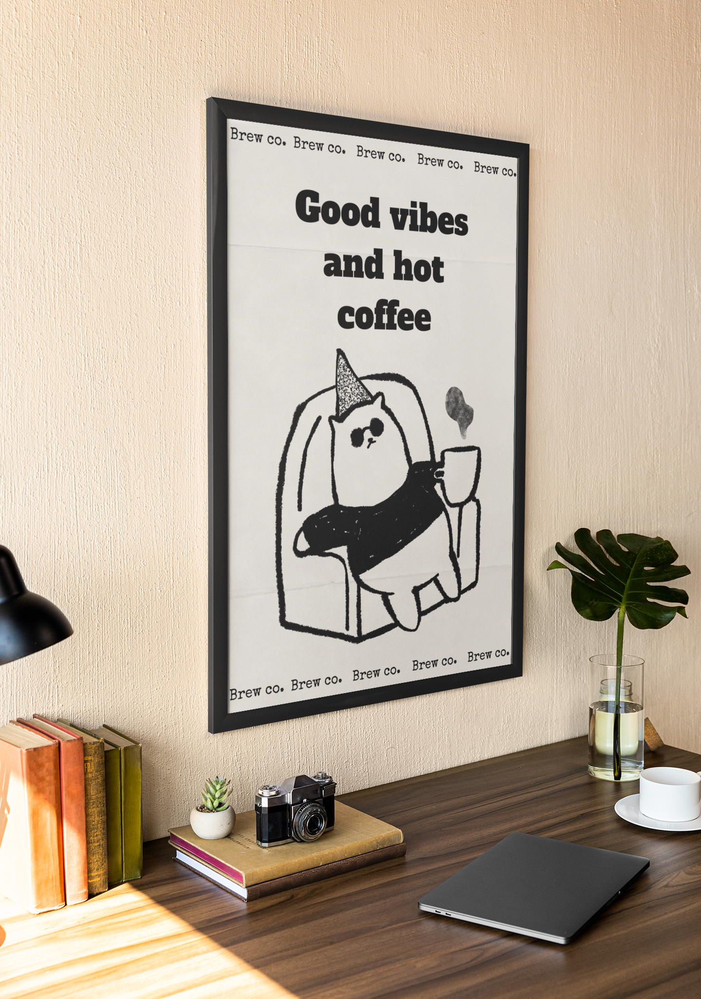 Coffee Quote Poster Cafe Wall Art A3 Black Frame