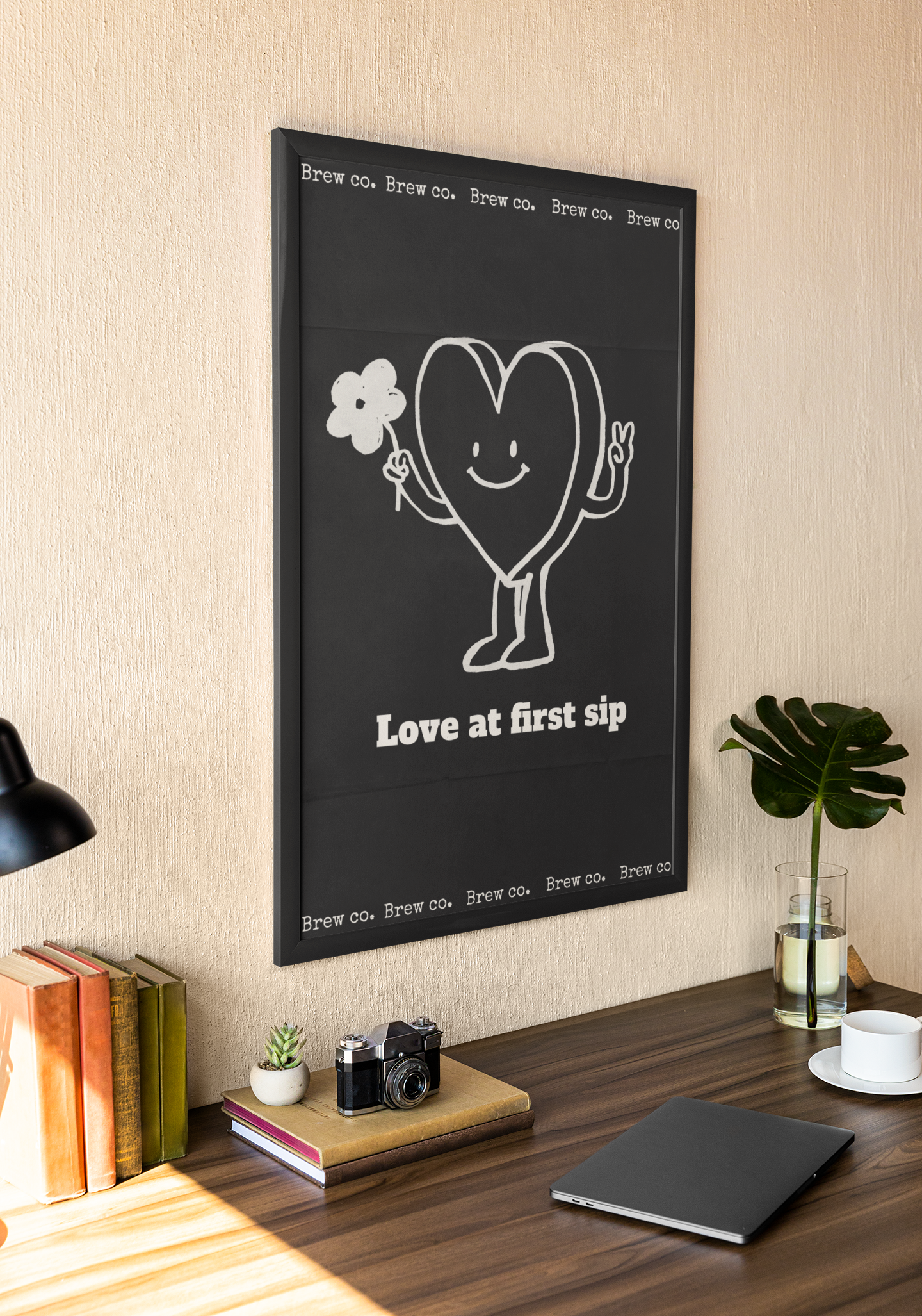 Love at First Sip Coffee Poster Cafe Wall Art A3
