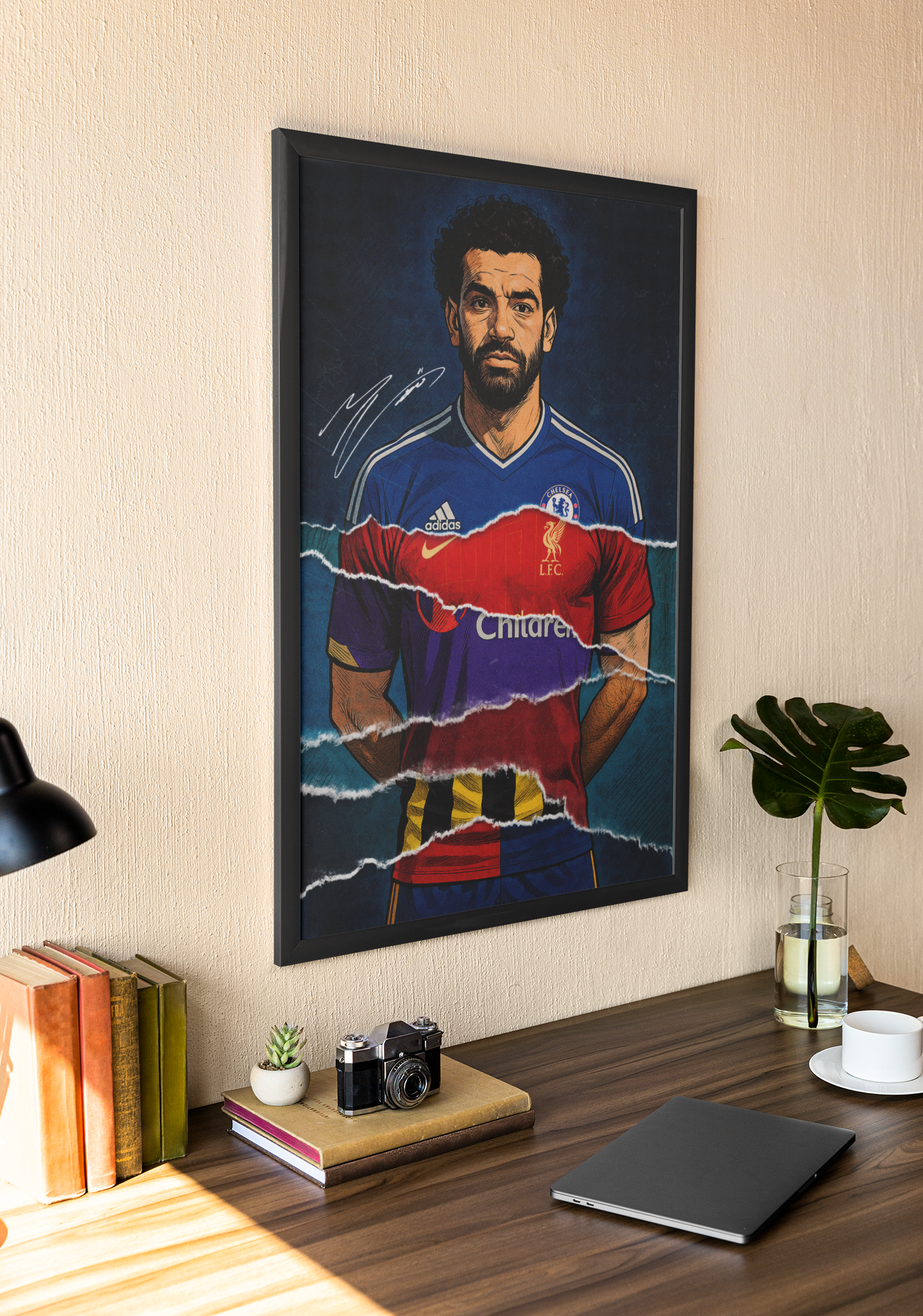 Mohamed Salah Football Acrylic Wall Art A3 Black Frame
