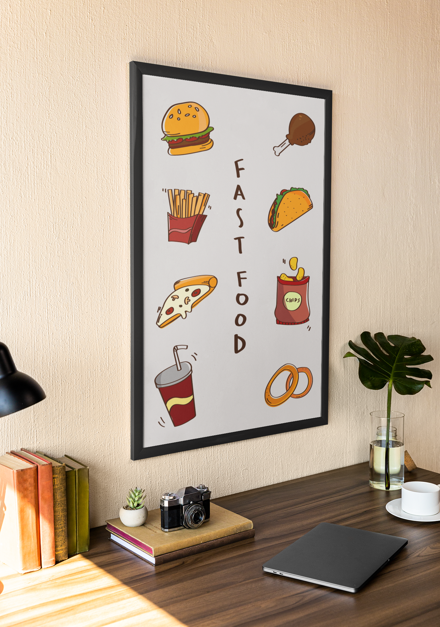 Fast Food Poster Burger Fries Cafe Restaurant Wall Art