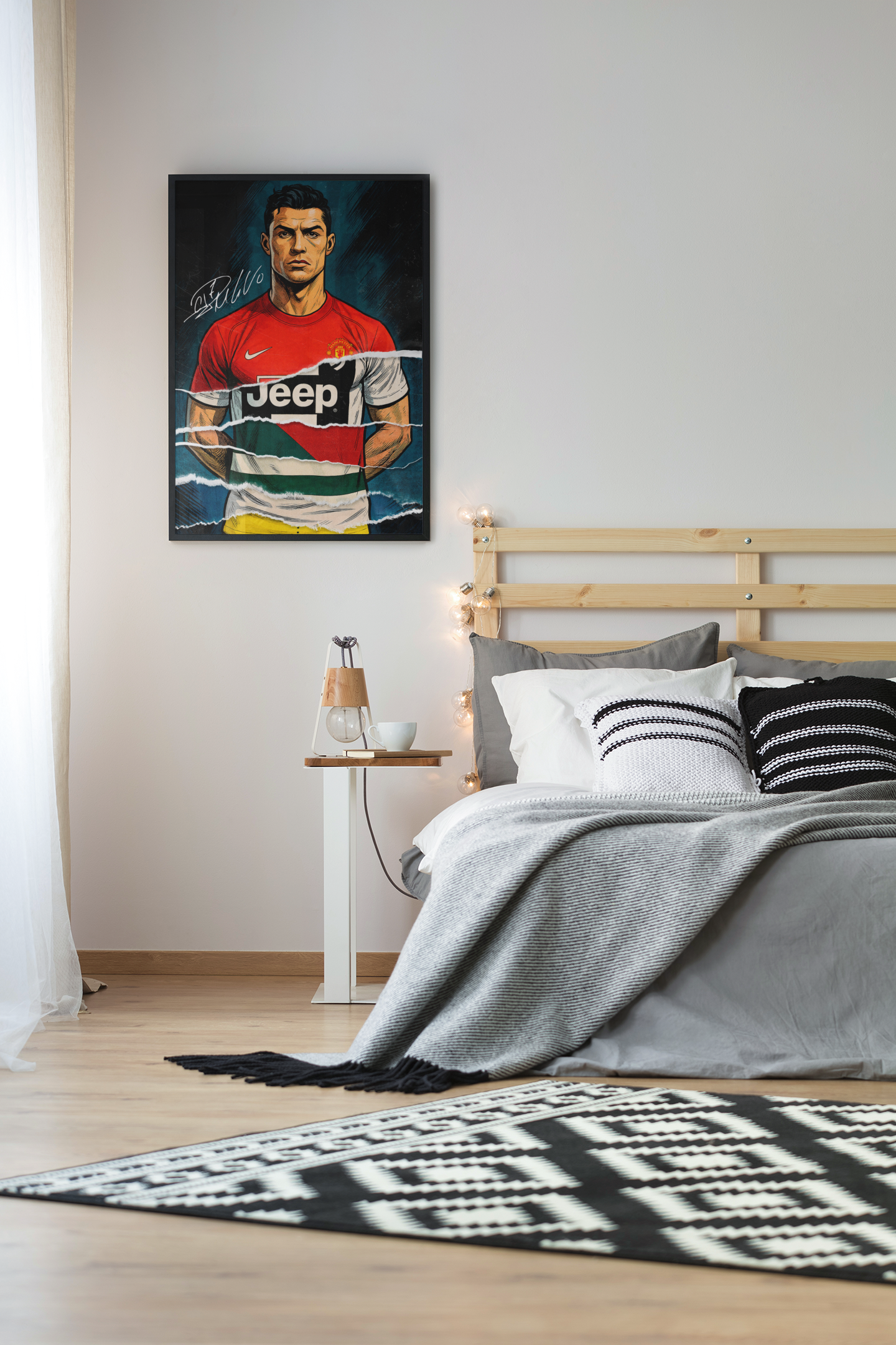 Cristiano Ronaldo Football Acrylic Wall Art A3 Framed