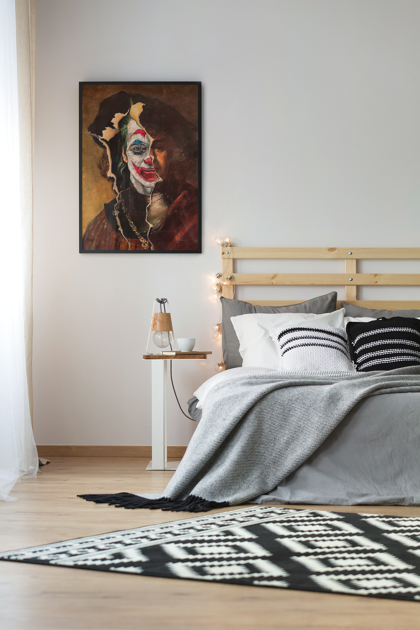 Joker Inspired Abstract Acrylic Wall Art A3 Black Frame Poster