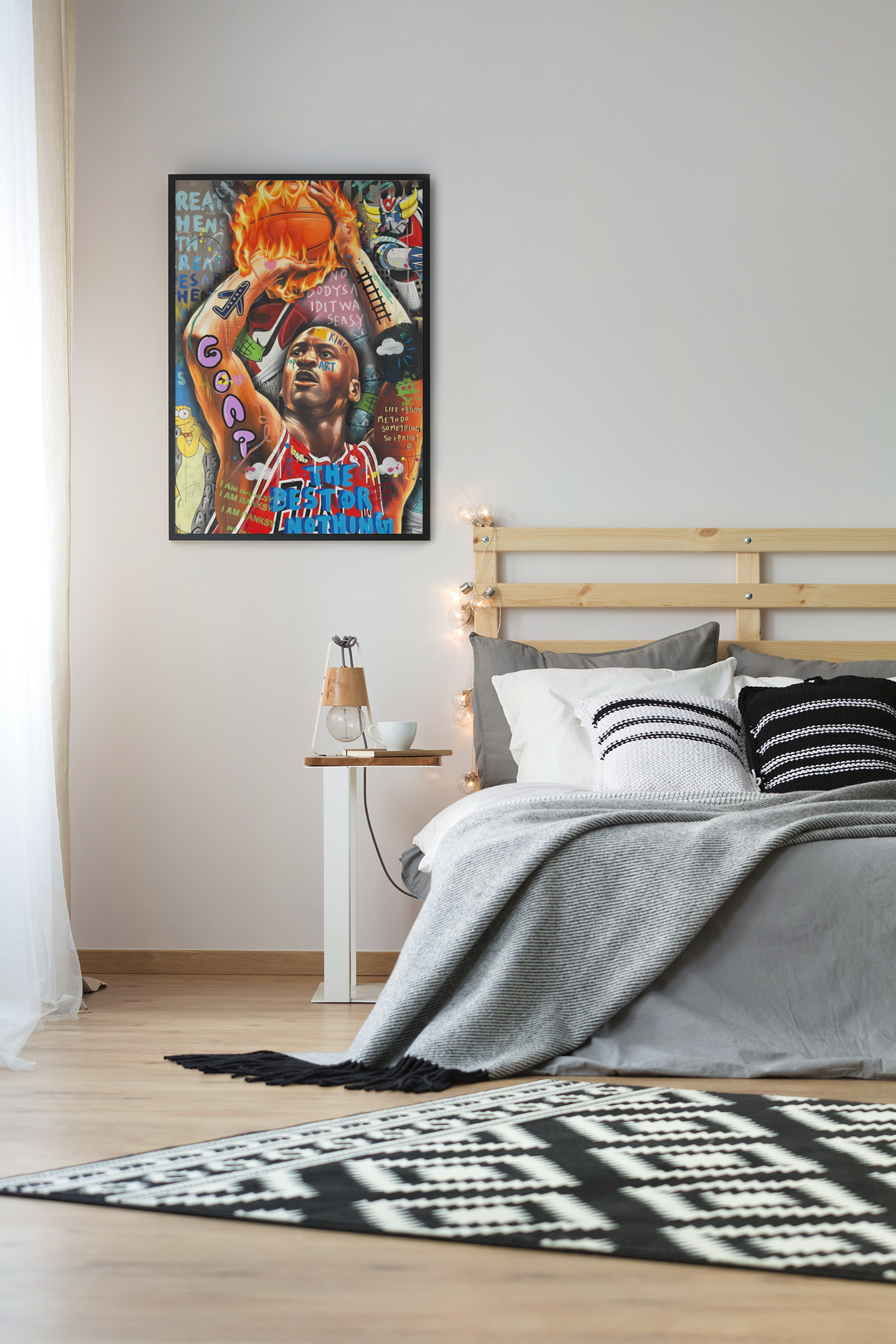 Michael Jordan Pop Art Acrylic Wall Art A3 Black Frame