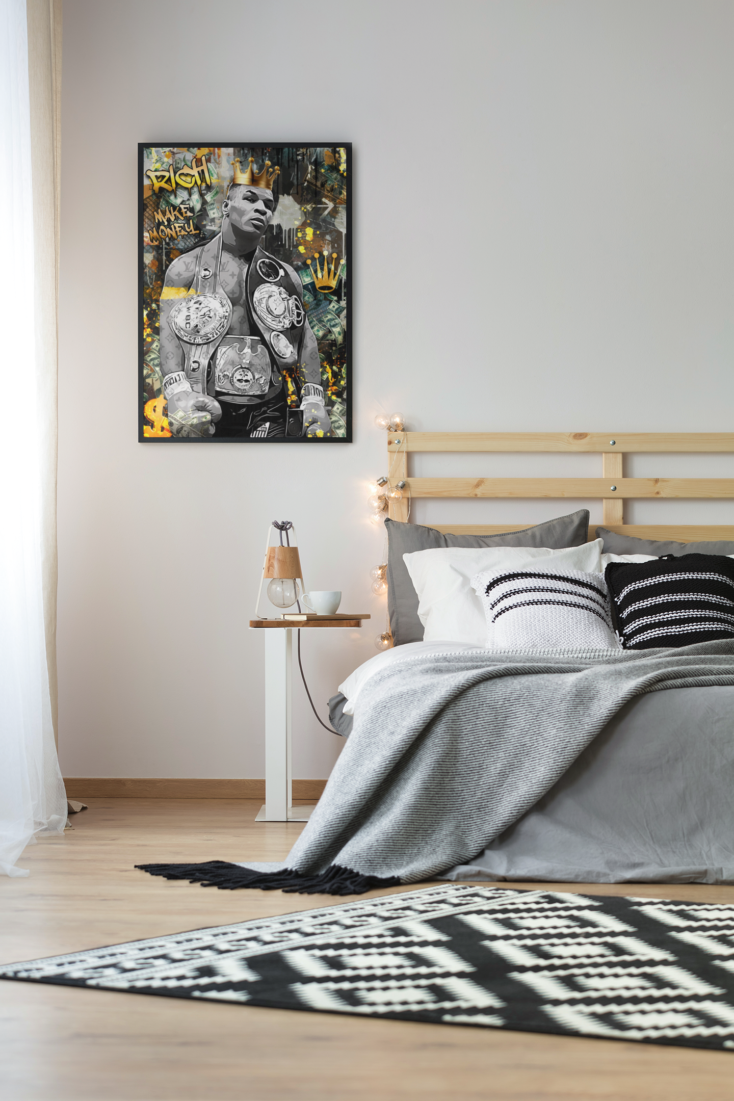 Mike Tyson Pop Art Acrylic Wall Art A3 Black Frame