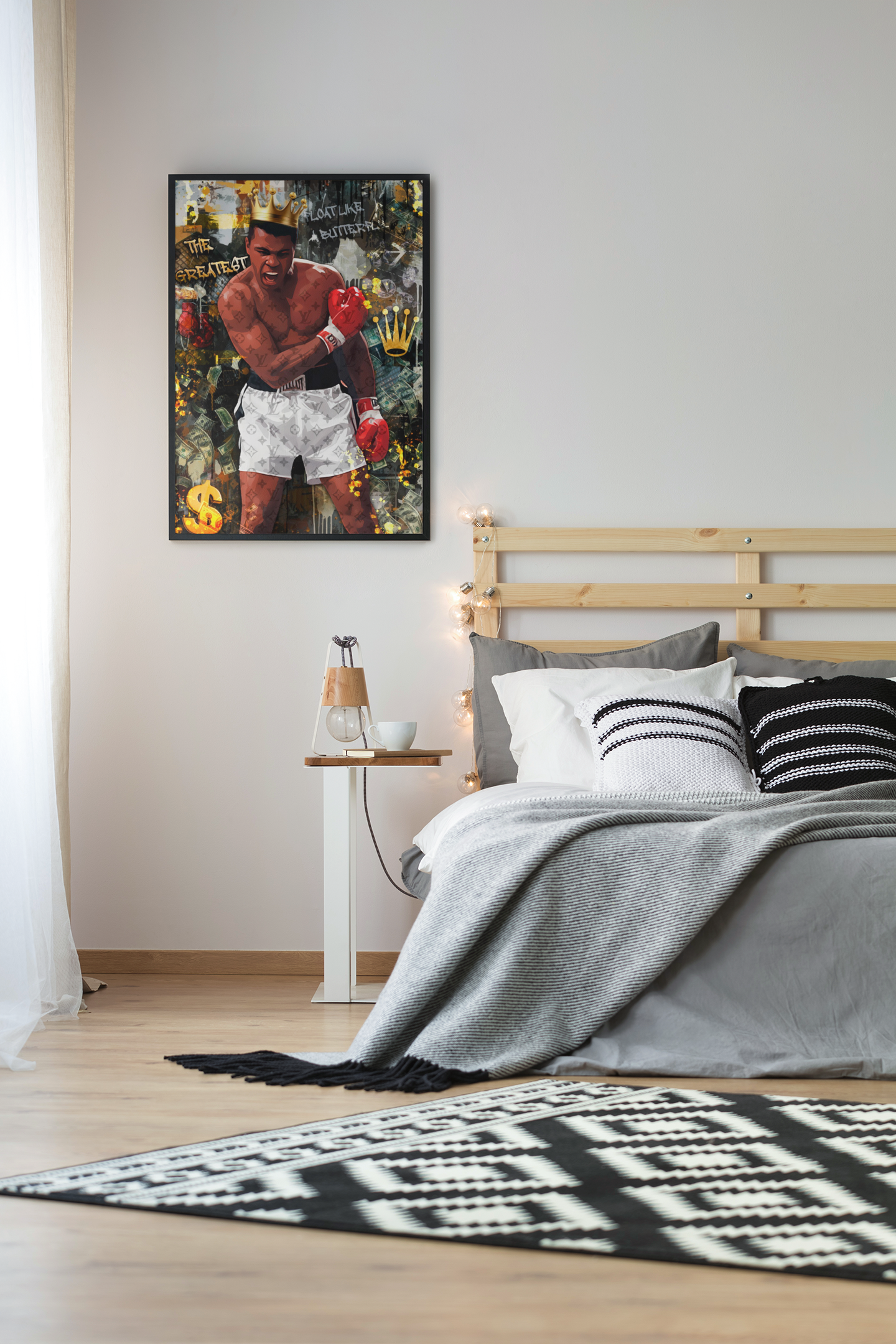 Muhammad Ali Pop Art Acrylic Wall Art A3 Black Frame