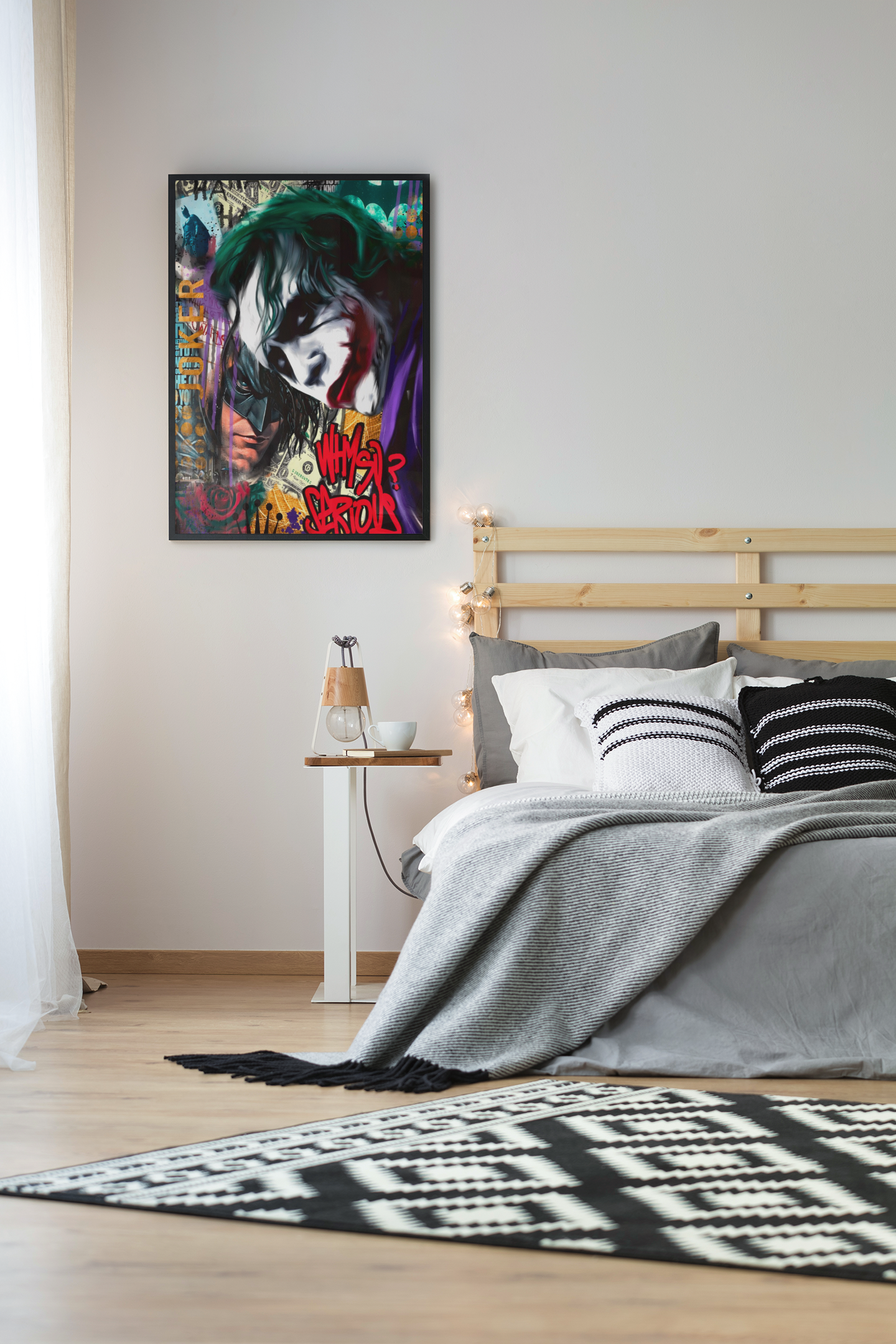 Joker Pop Art Acrylic Wall Art A3 Black Frame