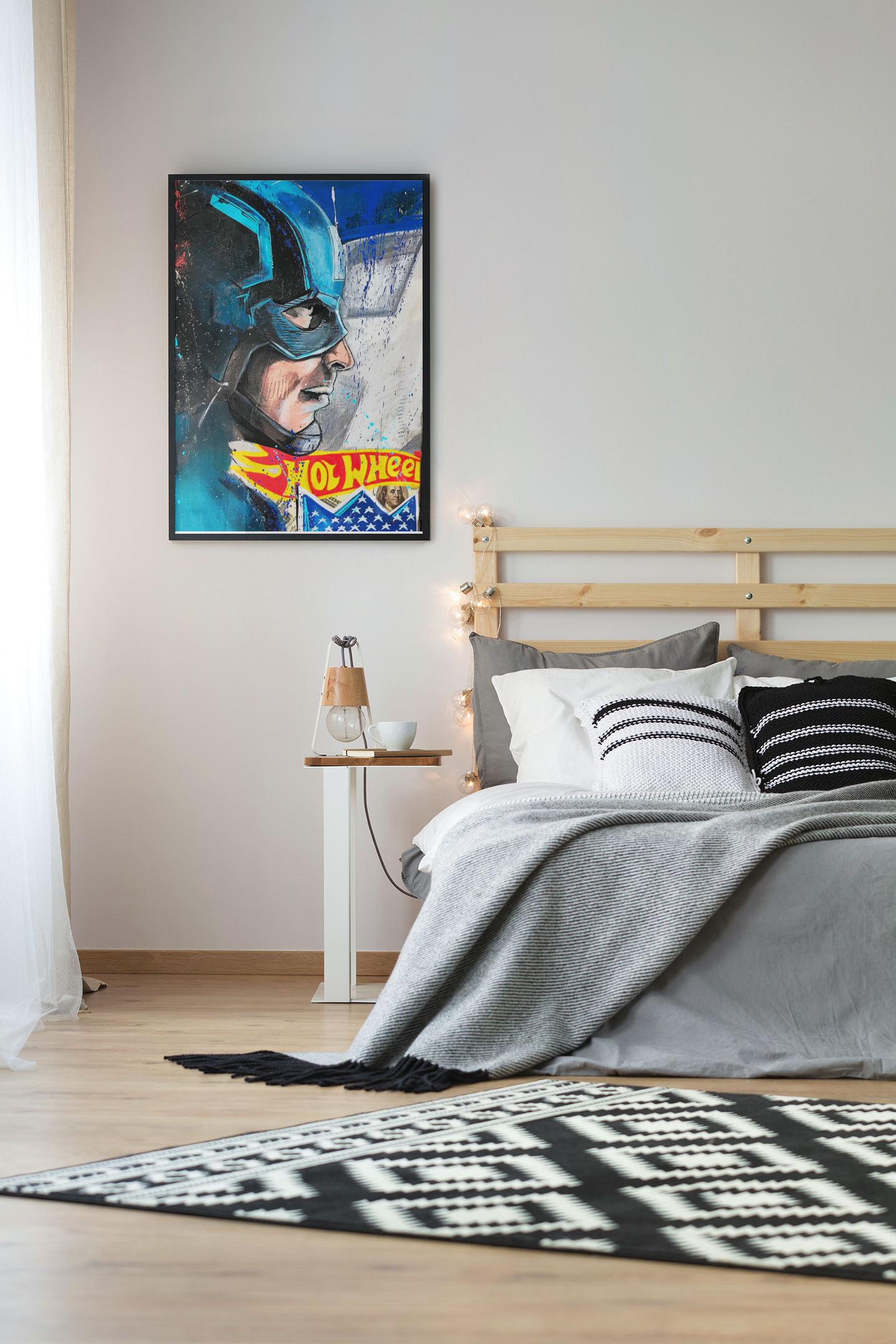 Captain America Pop Art Acrylic Wall Art A3 Black Frame
