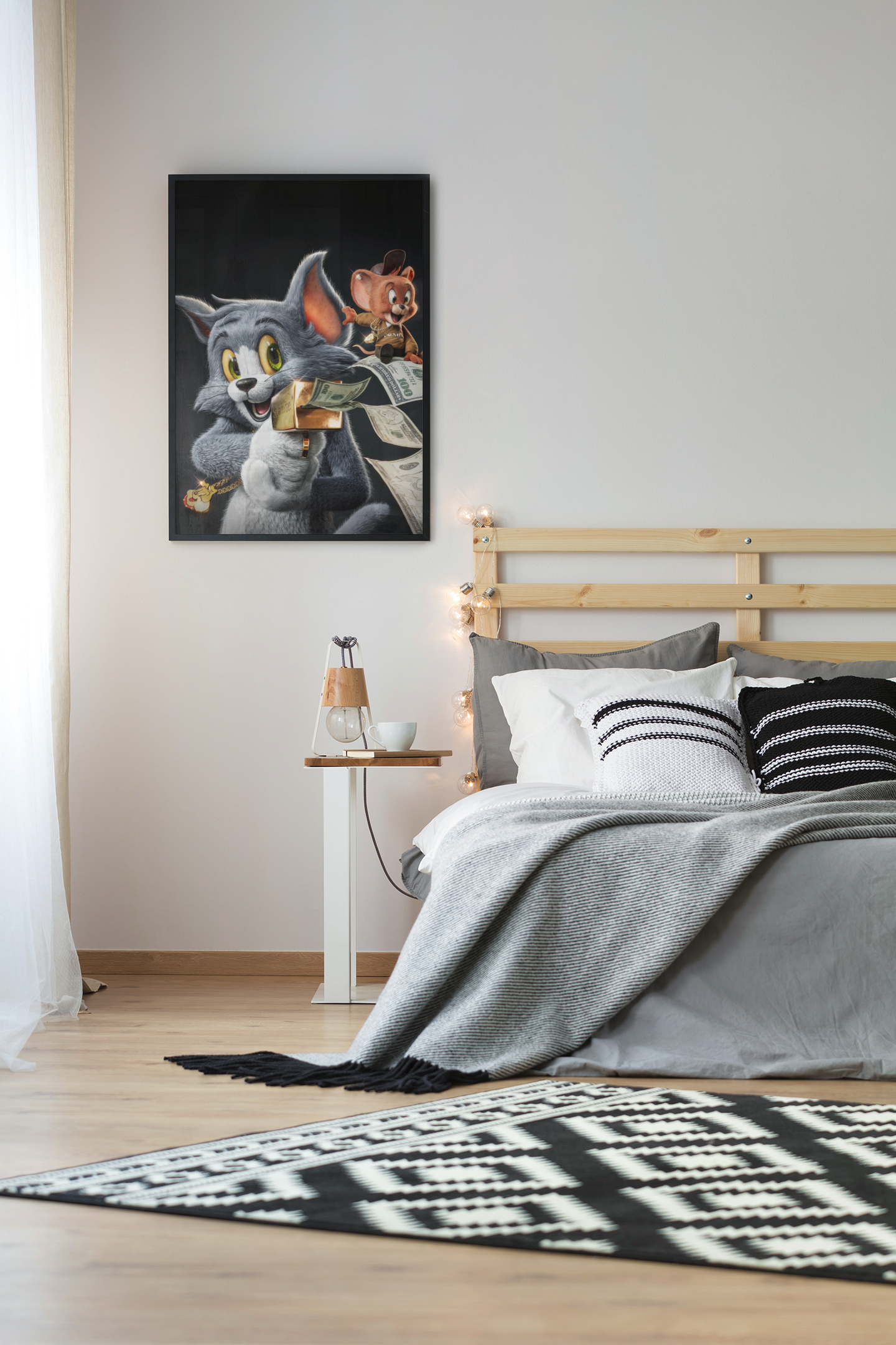3D Tom and Jerry Inspired Acrylic Wall Art A3 Black Frame Poster